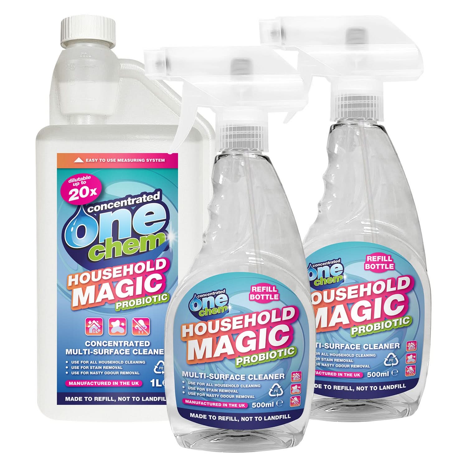 One Chem Household Magic - Probiotic Multi-Surface Cleaner Concentrate - Dilutable 20x