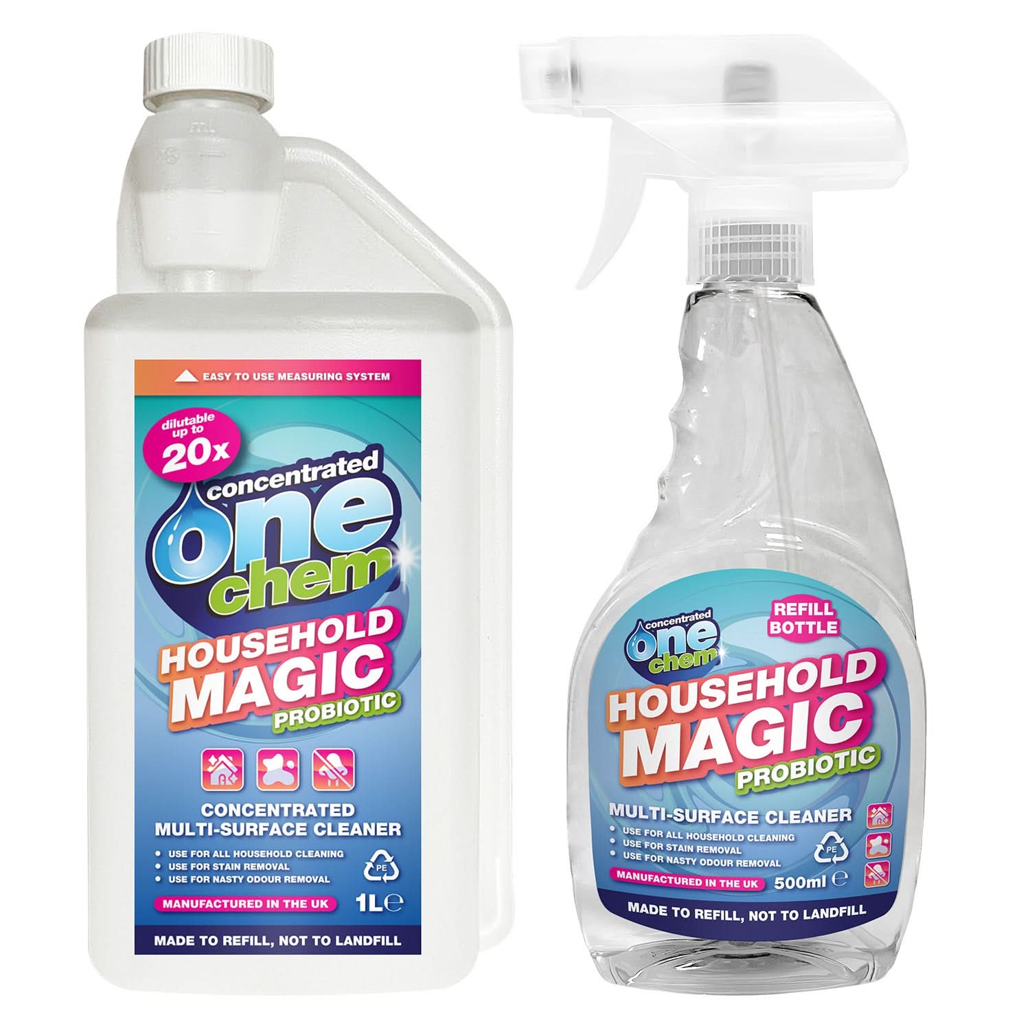 One Chem Household Magic - Probiotic Multi-Surface Cleaner Concentrate - Dilutable 20x