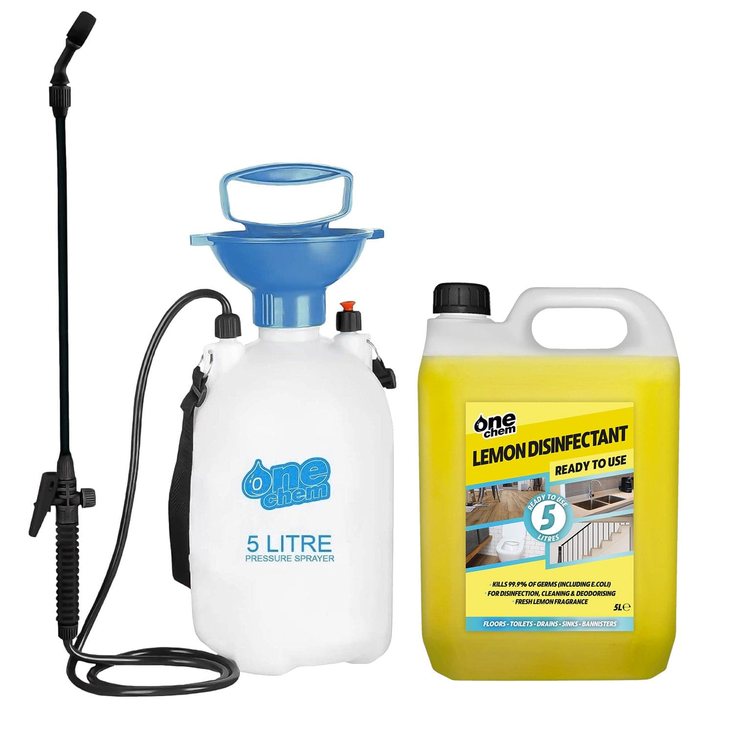 One Chem Lemon Disinfectant & Cleaner 5L (with 5L Sprayer)