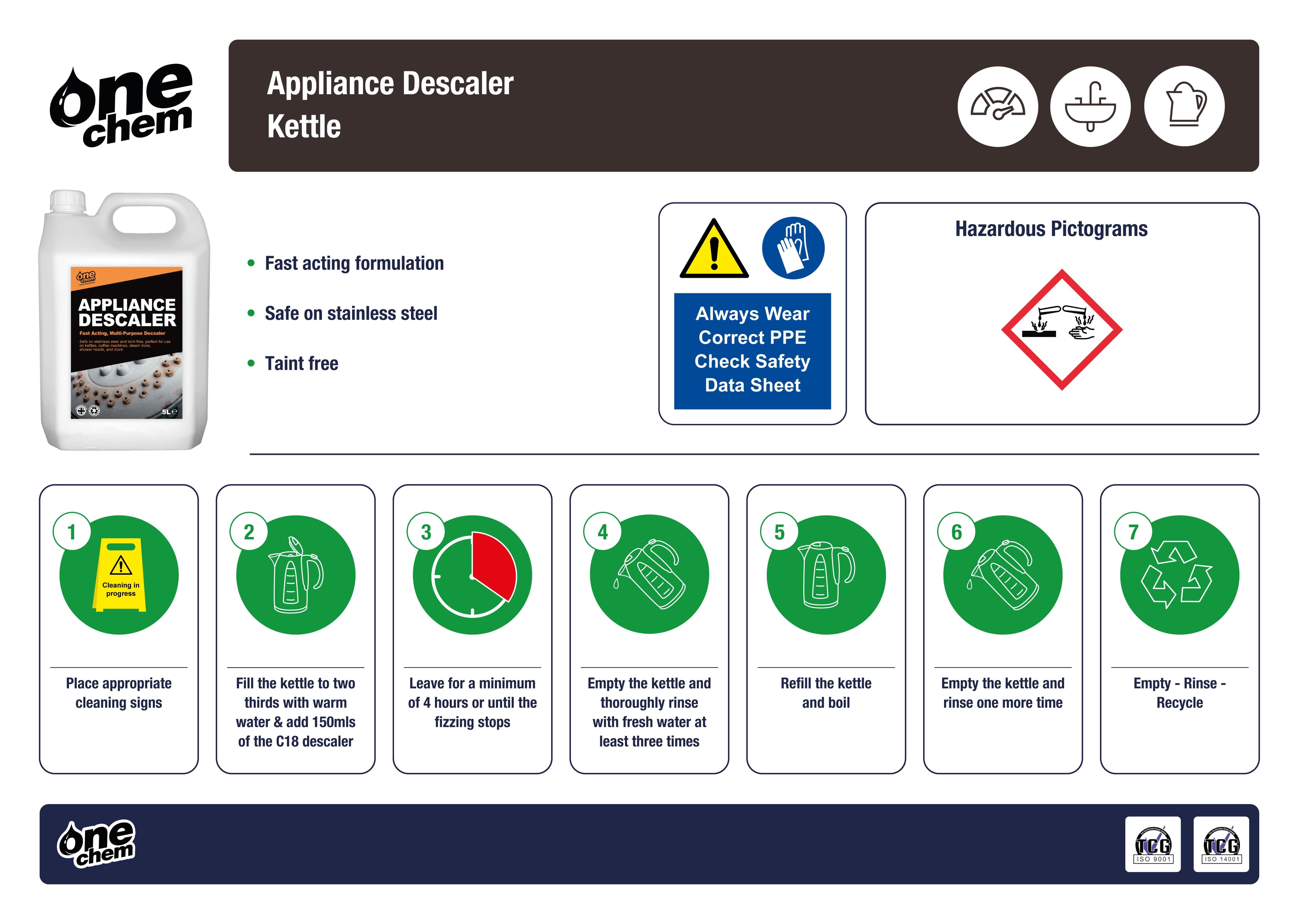 One Chem Professional Appliance Descaler 2 x 5 Litres