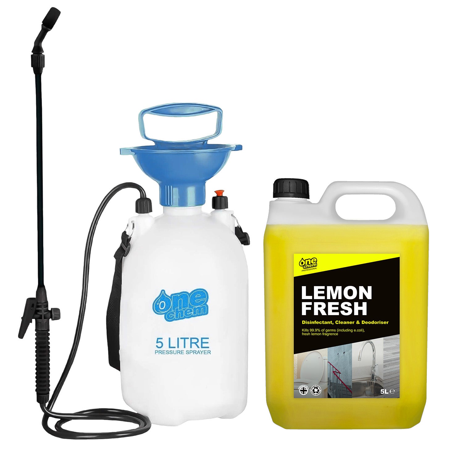 One Chem Professional Lemon Fresh Disinfectant & Cleaner 5L (with 5L Sprayer)