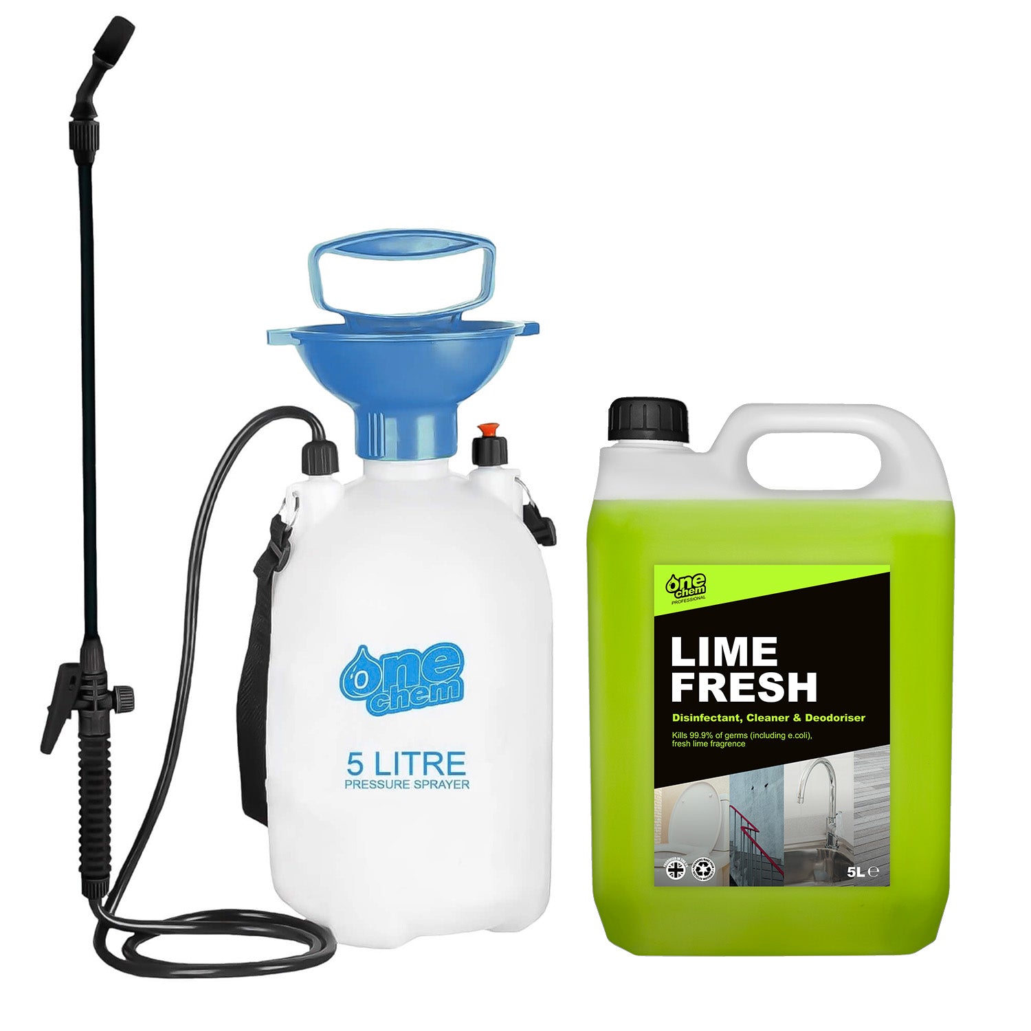 One Chem Professional Lime Fresh Disinfectant & Cleaner 5L (with 5L Sprayer)