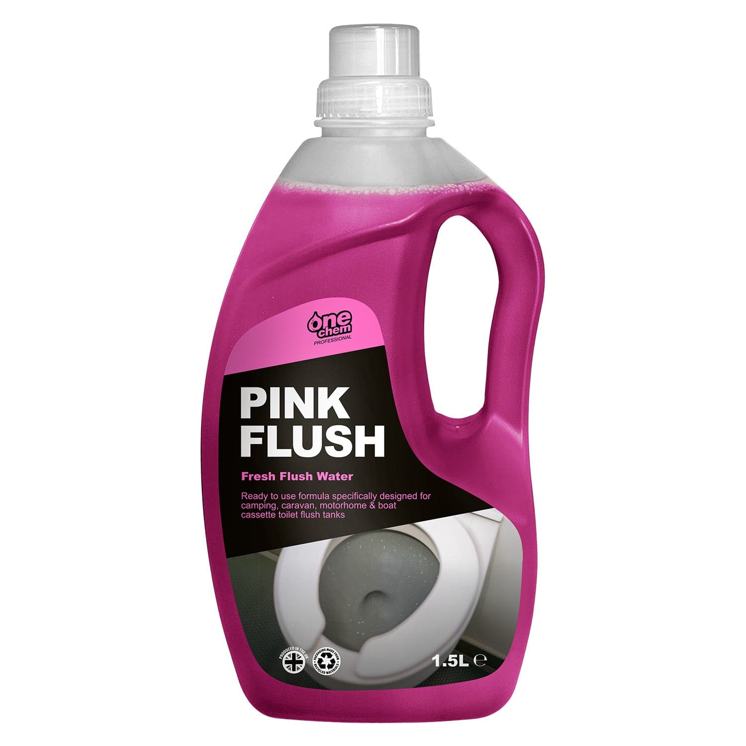 One Chem Professional Toilet Cleaner Pink Flush Fluid, 1.5 Litre