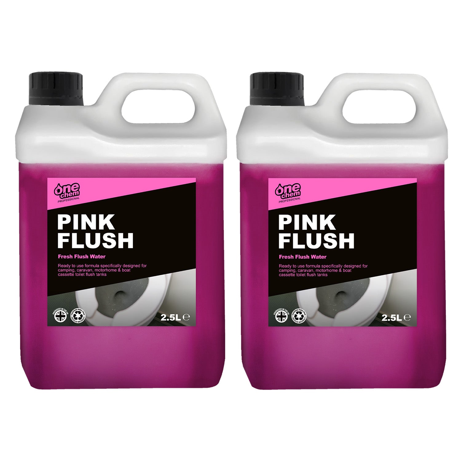 One Chem Professional Toilet Cleaner Pink Flush Fluid, 2 x 2.5 Litre