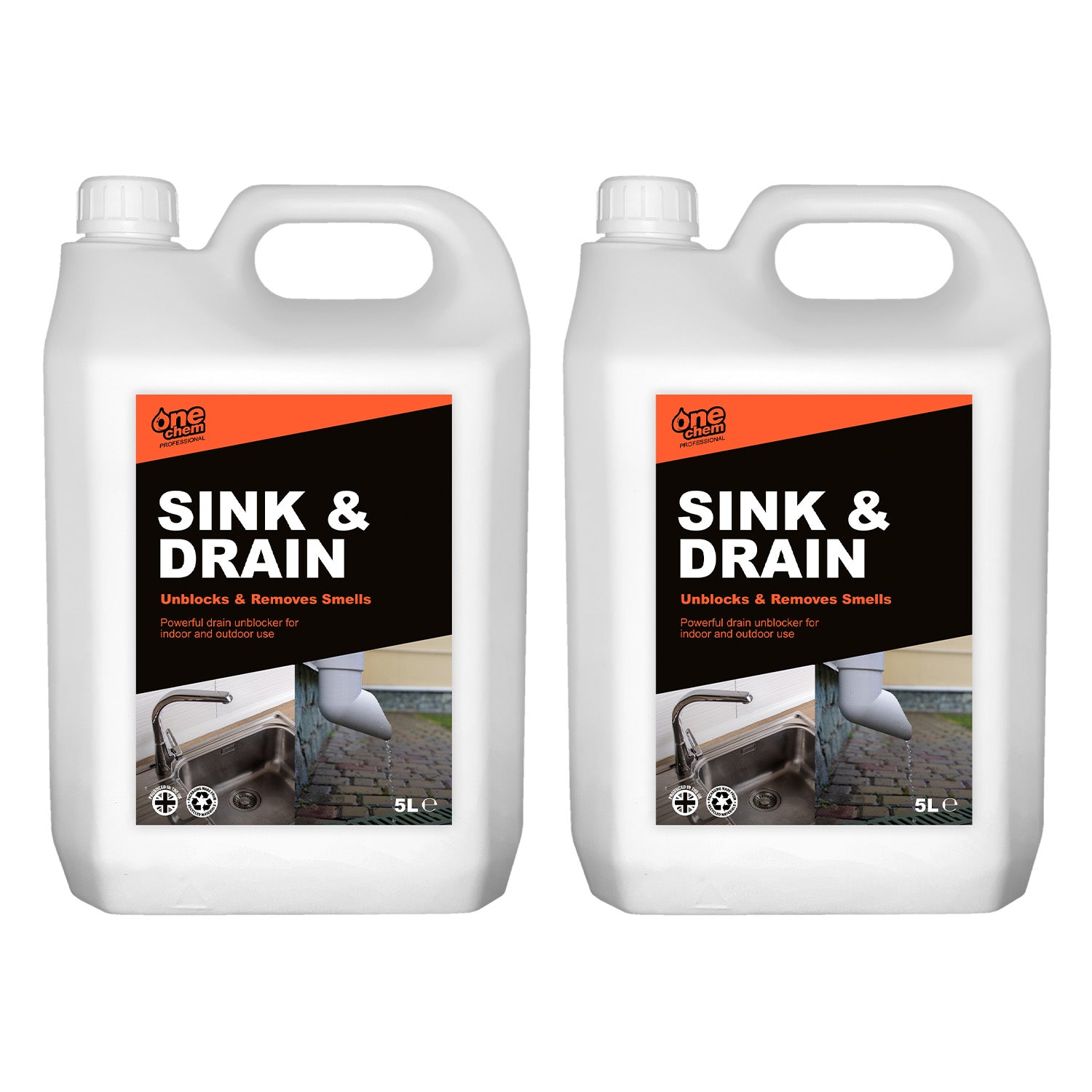 One Chem Professional Heavy Duty Sink & Drain Unblocker 2 x 5 Litres