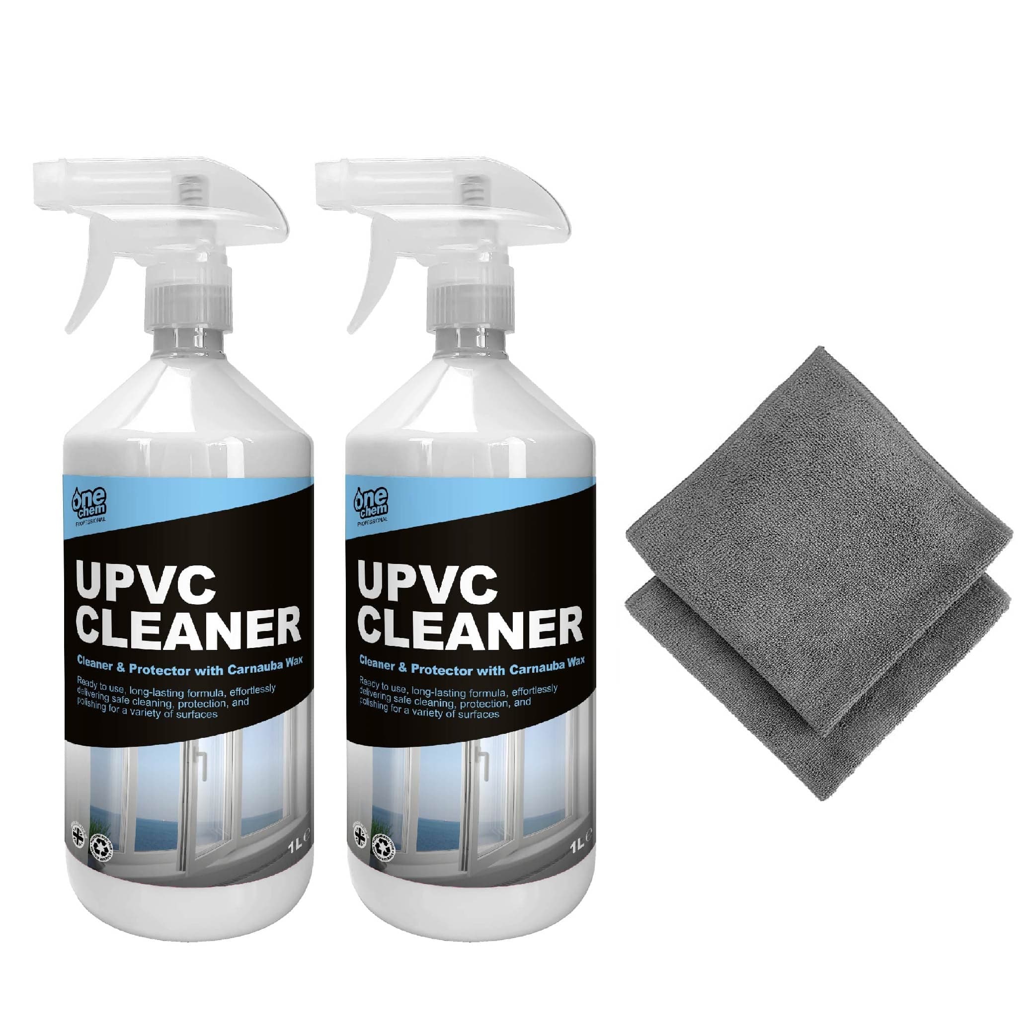 One Chem Professional UPVC Cleaner & Protector 2 x 1L + 2 x Microfibre Cloths