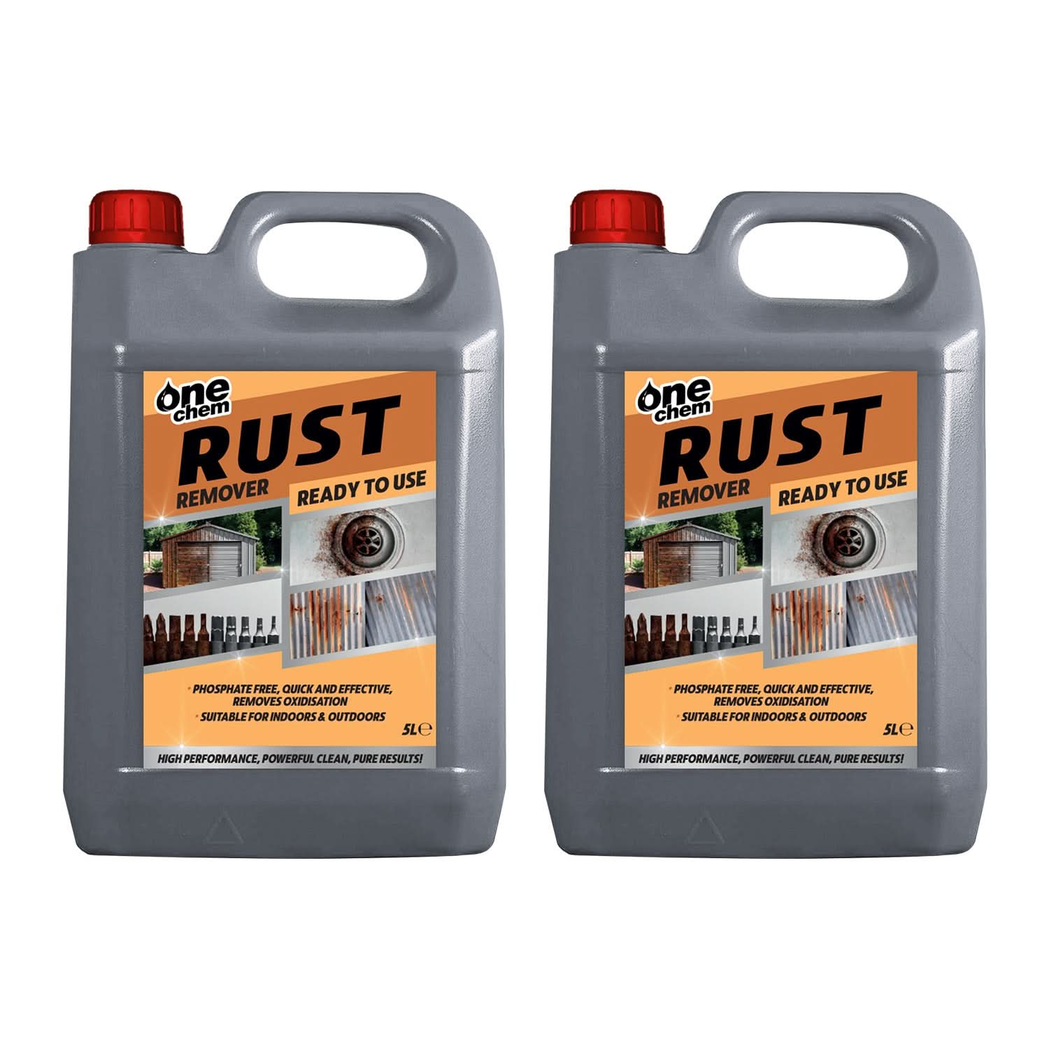 One Chem Rust Remover, 2 x 5 Litre, Advanced Acidic Formula for Metal Surfaces, Multi-Metal Treatment