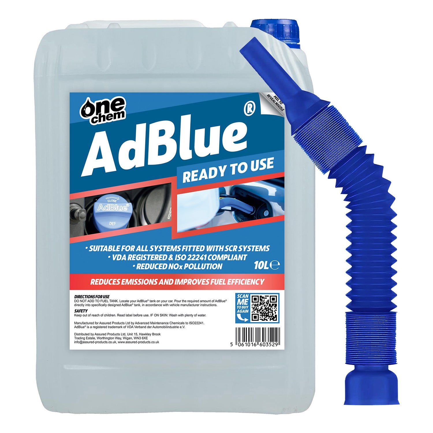 One Chem AdBlue Diesel Exhaust Fluid Additive - Easy Pour Spout