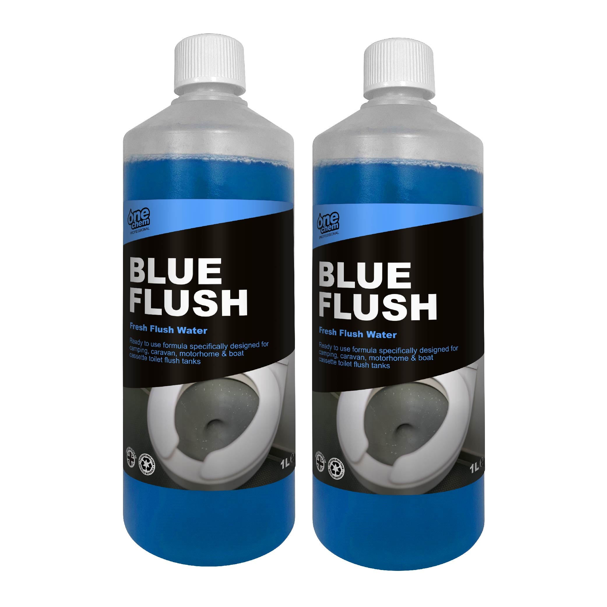 One Chem Professional Toilet Cleaner Blue Flush Fluid, 1 Litre