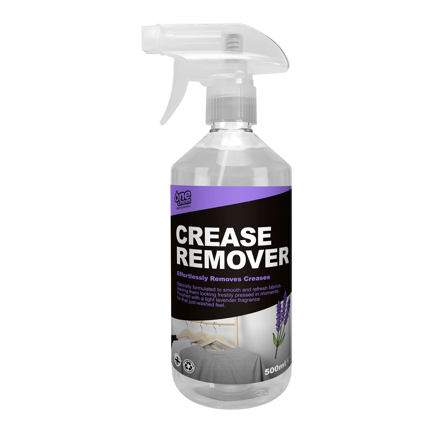 One Chem Pro Crease Remover Spray - Fabric Refresher with Lavender Fragrance