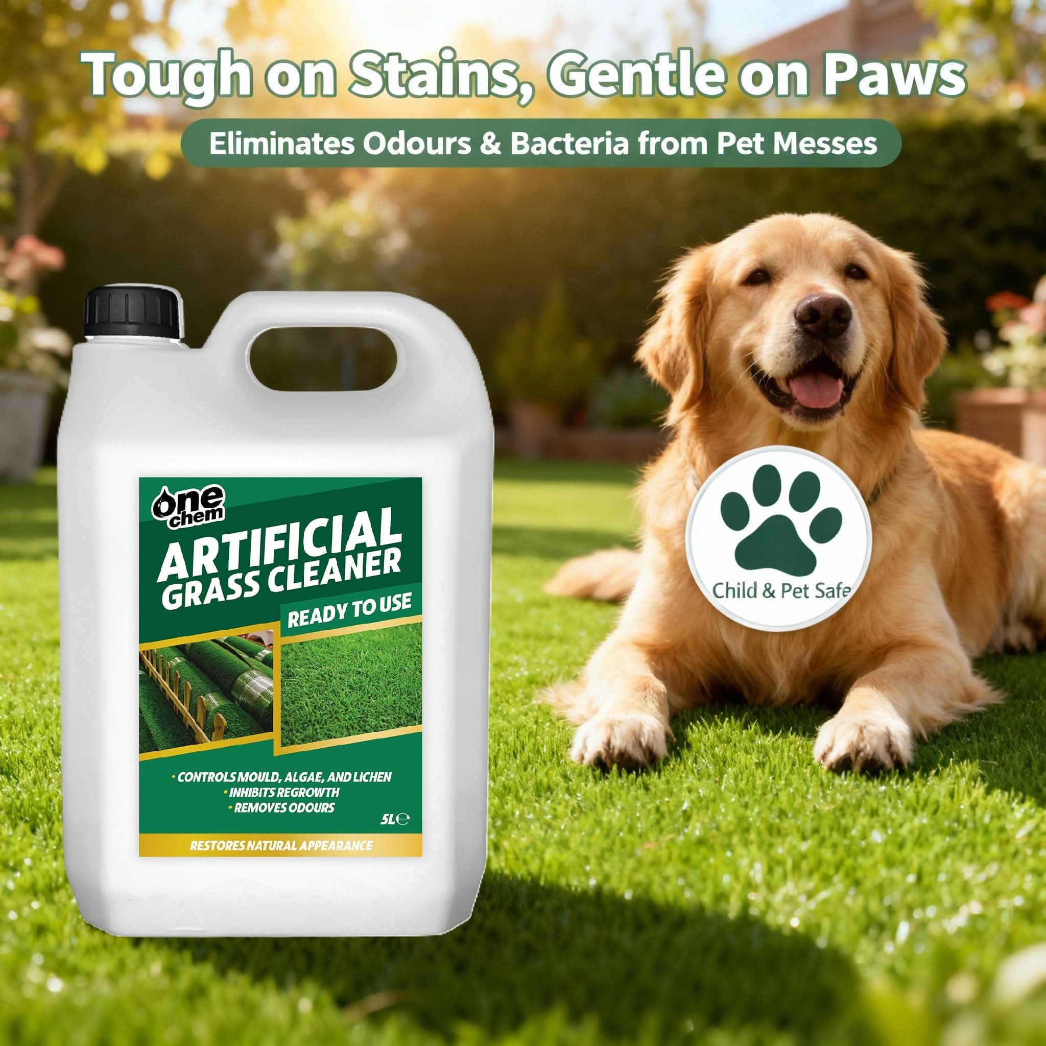 One Chem Artificial Grass Cleaner 5L + LHT - Probiotic Formula Pet Urine Odour Remover
