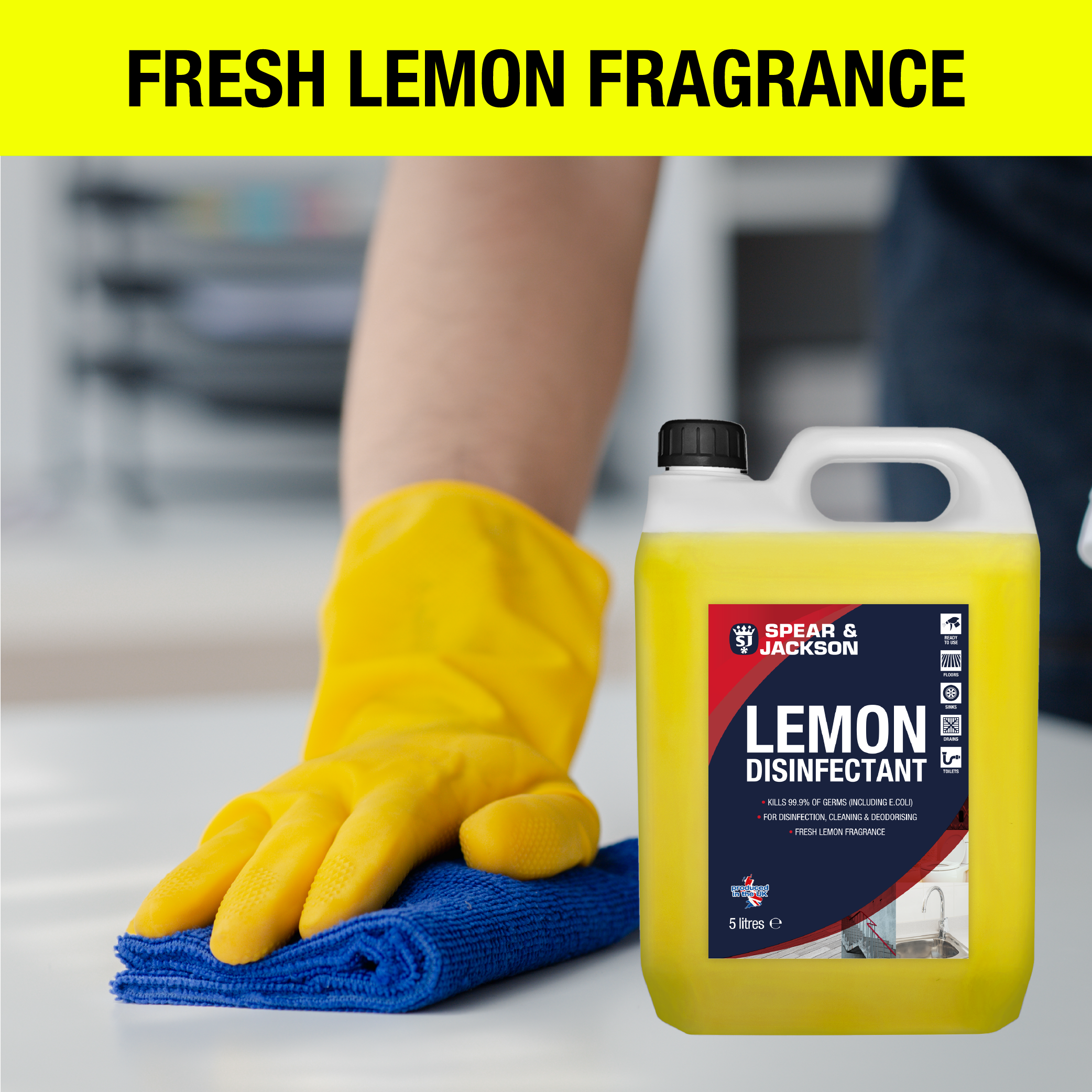 Spear & Jackson Lemon Disinfectant & Cleaner 5L (with 5L Sprayer)