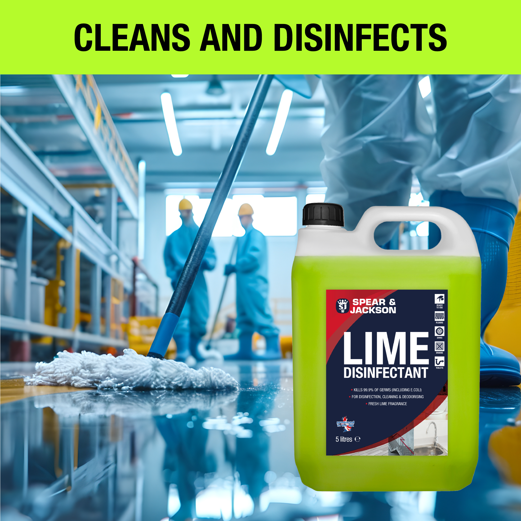 Spear & Jackson Lime Disinfectant & Cleaner 5L (with 5L Sprayer)