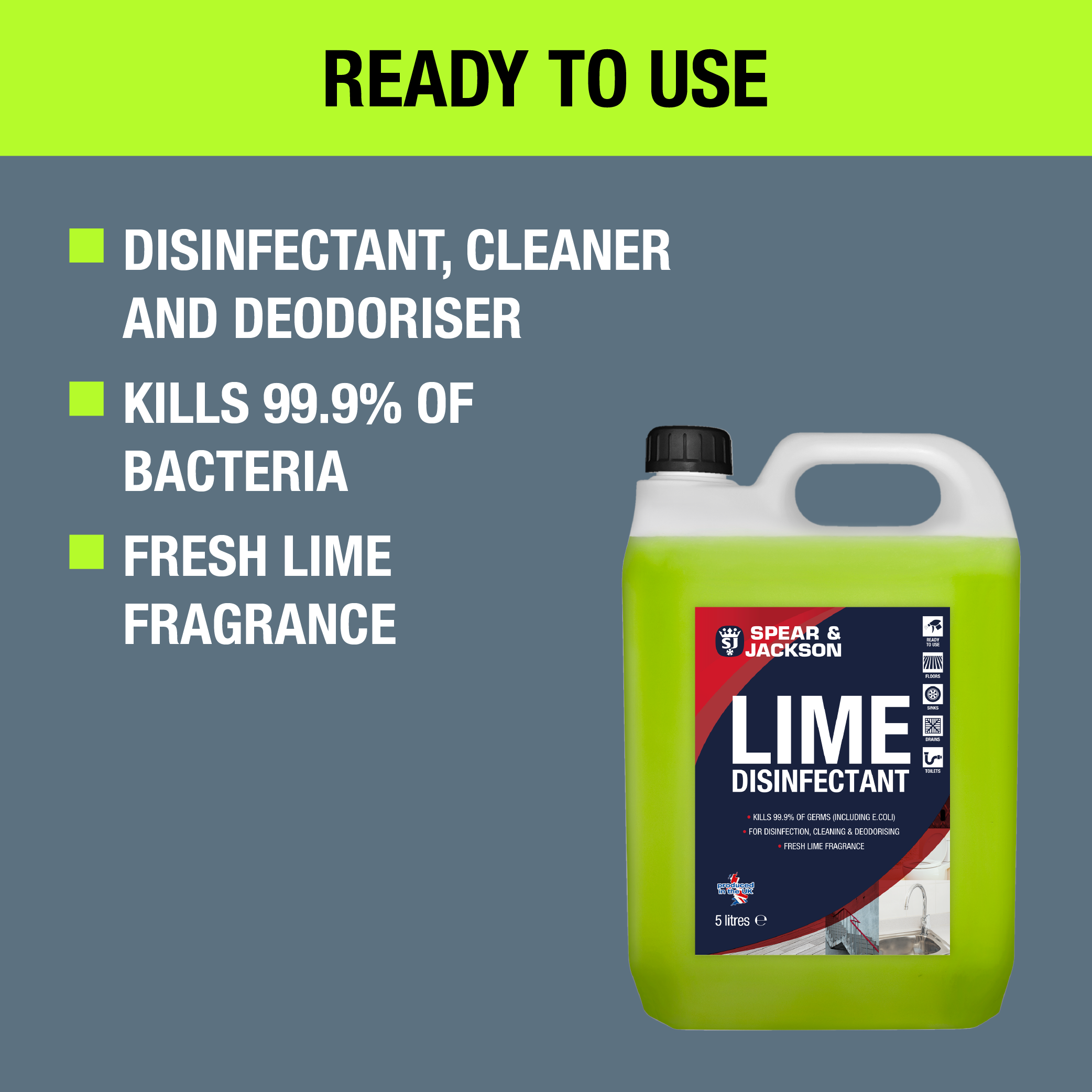 Spear & Jackson Lime Disinfectant & Cleaner 5L (with 5L Sprayer)