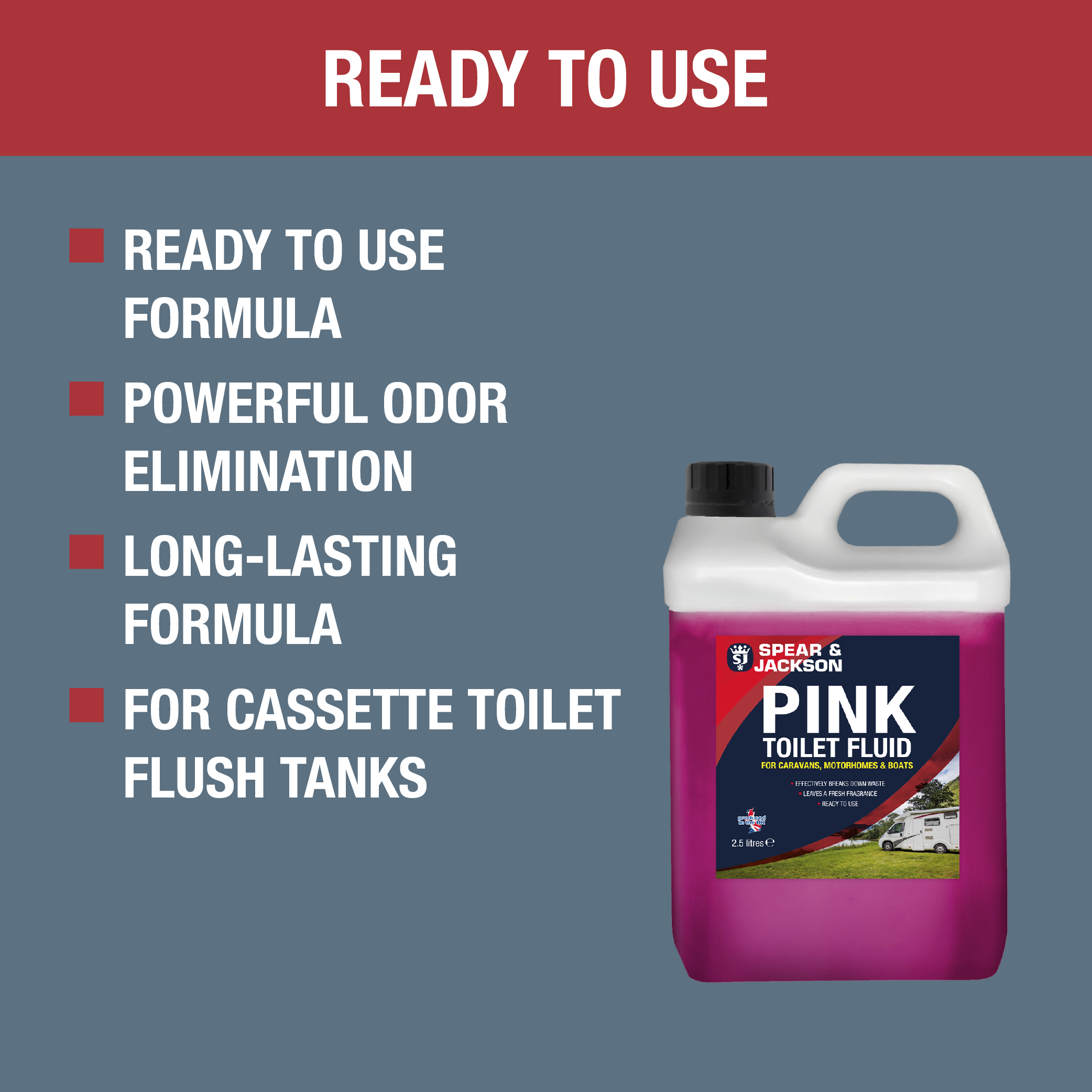 Spear & Jackson Toilet Cleaner Pink Flush Fluid, 2 x 2.5 Litre