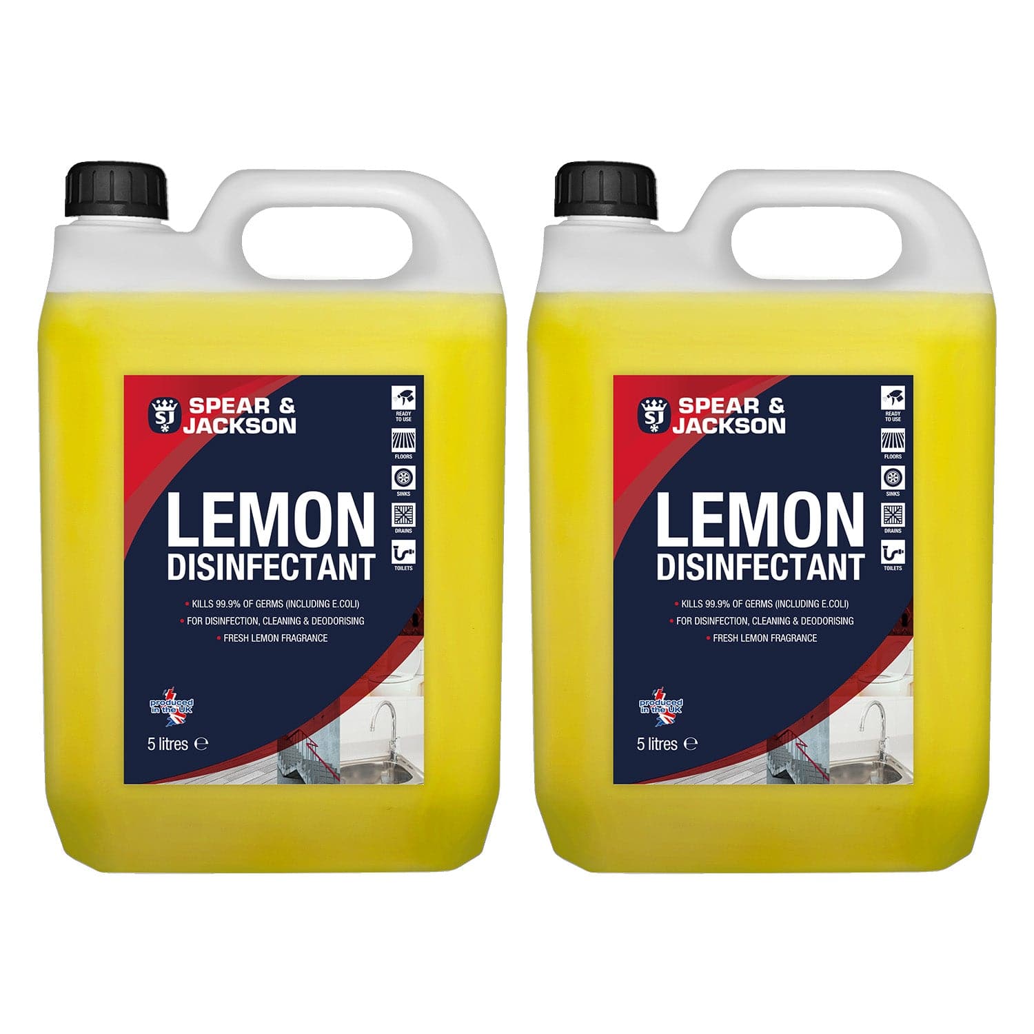 Spear & Jackson Lemon Disinfectant & Cleaner 2 x 5L