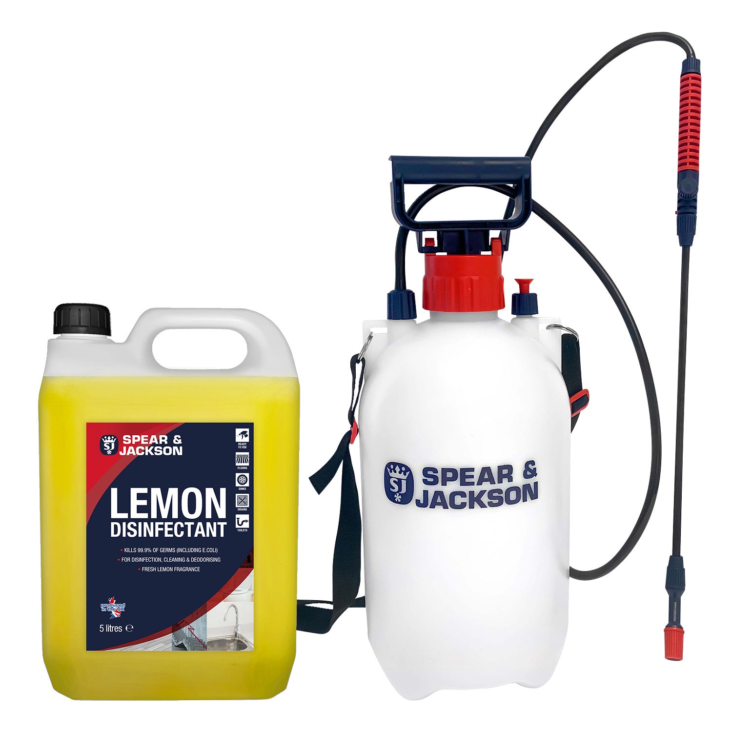 Spear & Jackson Lemon Disinfectant & Cleaner 5L (with 5L Sprayer)