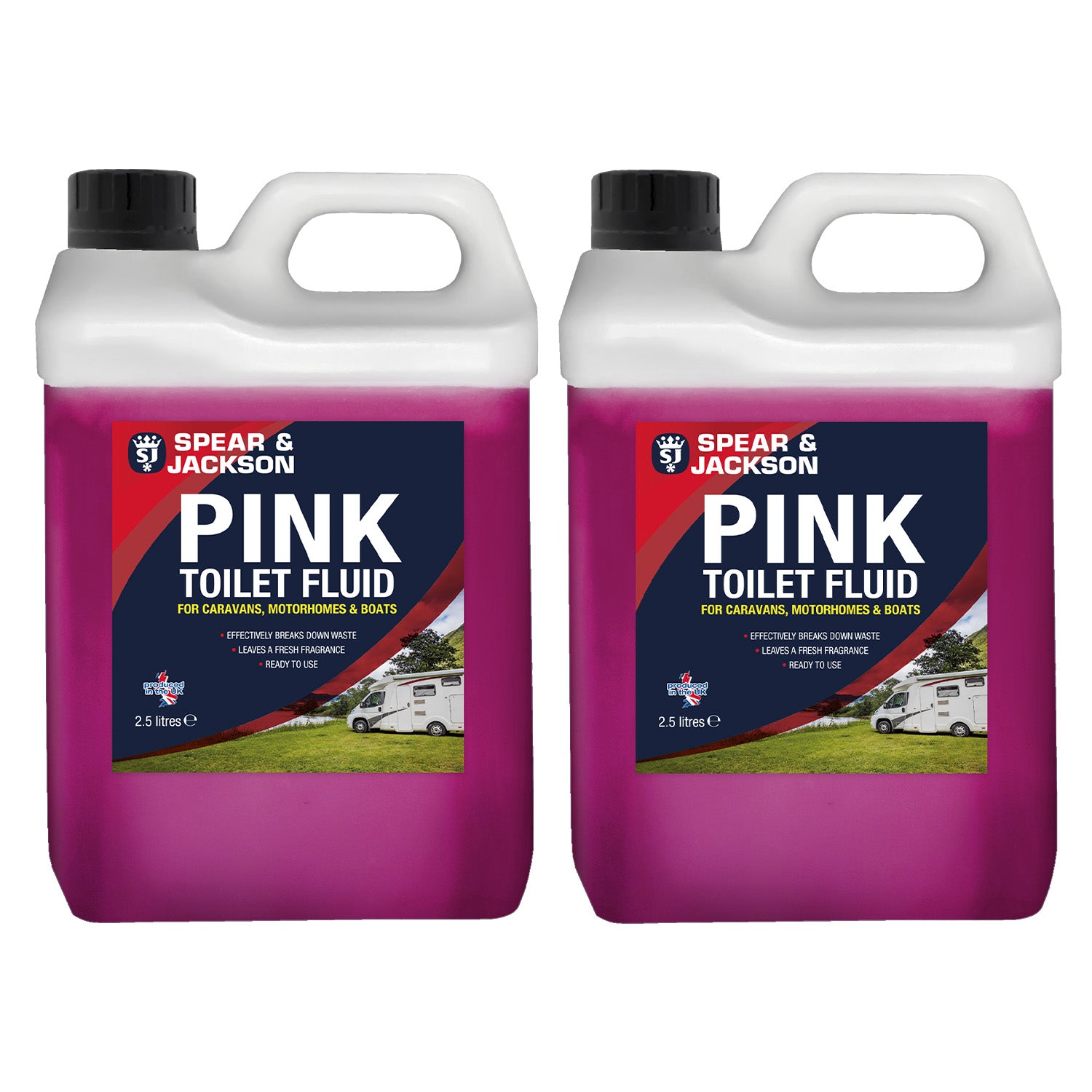 Spear & Jackson Toilet Cleaner Pink Flush Fluid, 2 x 2.5 Litre