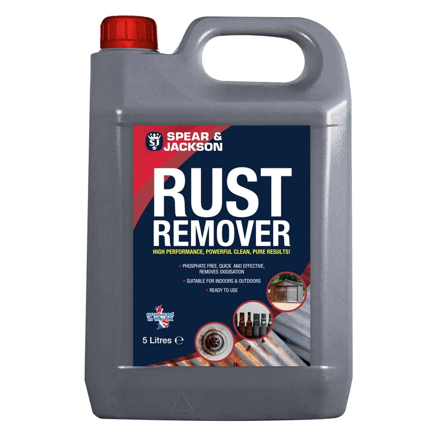 Spear and Jackson Rust Remover, 2 x 5 Litre, Advanced Acidic Formula for Metal Surfaces, Multi-Metal Treatment