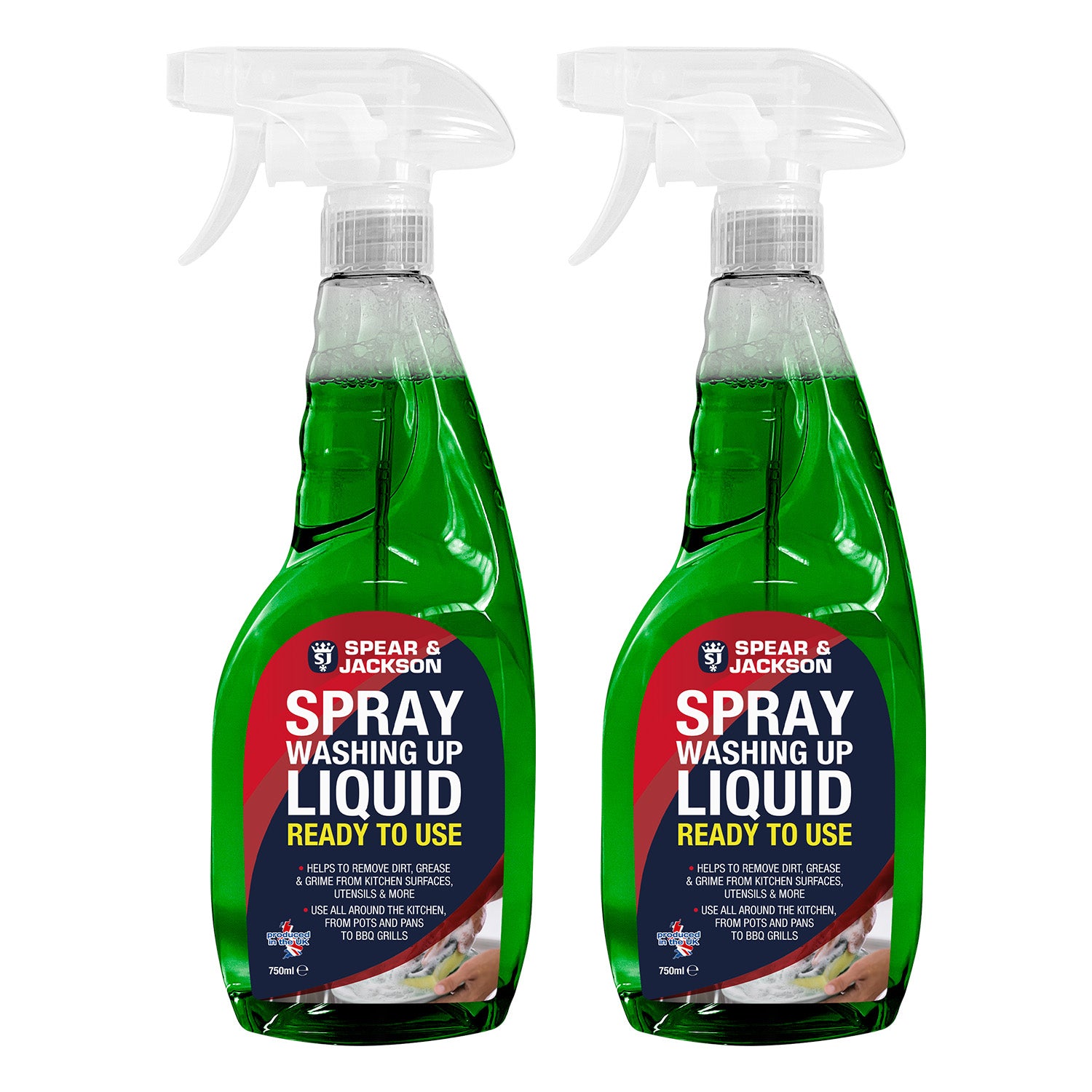 Spear & Jackson Spray Washing Up Liquid 2 x 750 ml