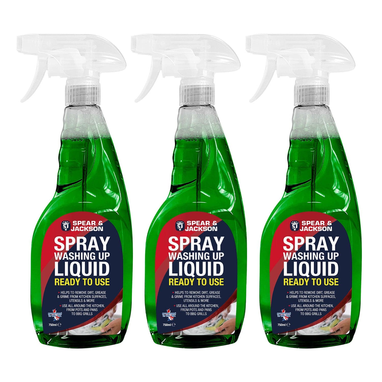 Spear & Jackson Spray Washing Up Liquid 3 x 750 ml