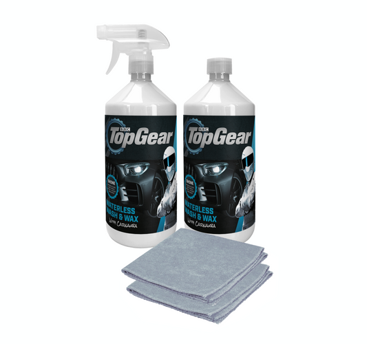 Top Gear Waterless Wash & Wax 2x1L (with 2 Microfibre Cloths)