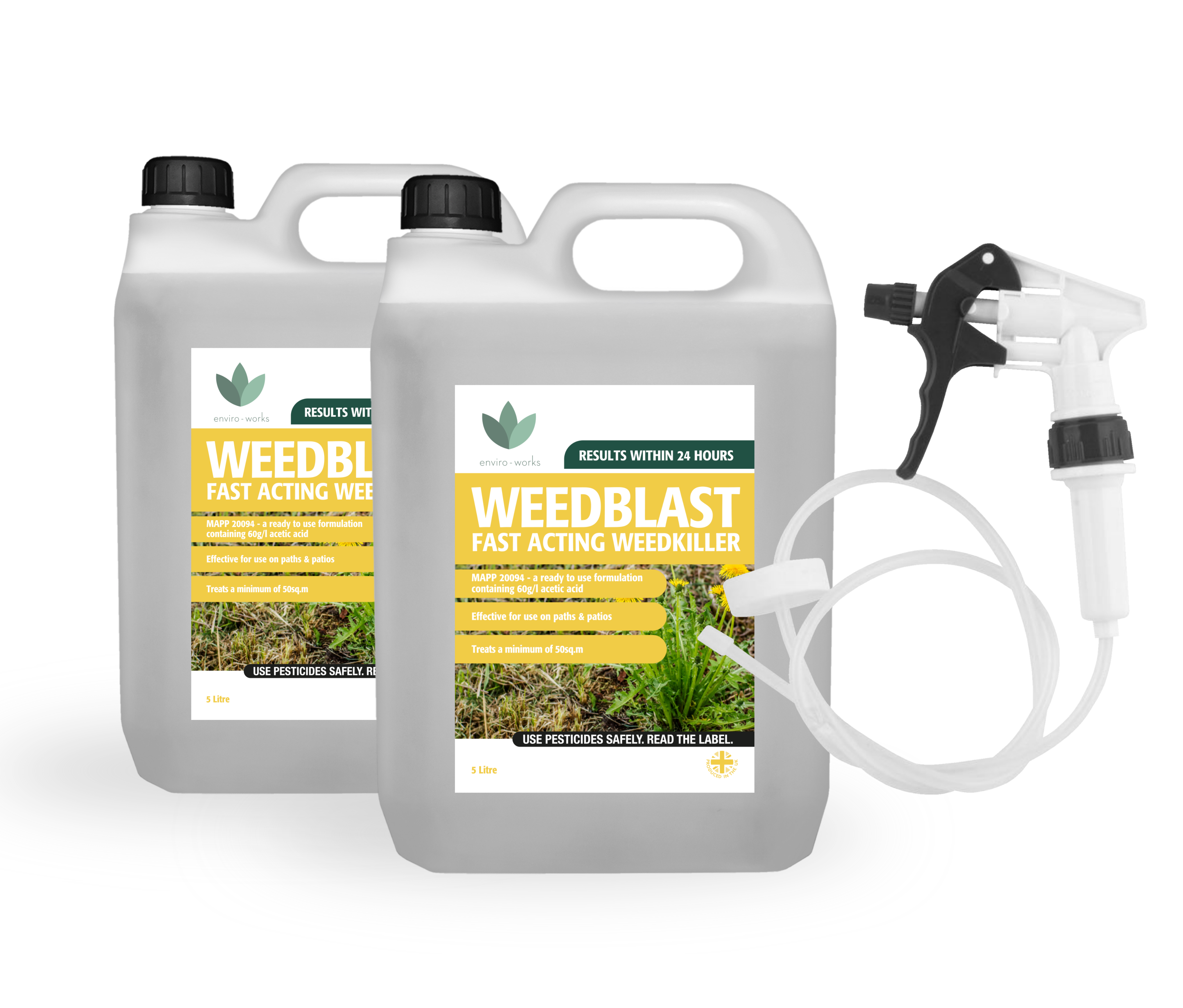 Weedblast Fast Acting Weedkiller 2 x 5 Litre with Long Hose Trigger