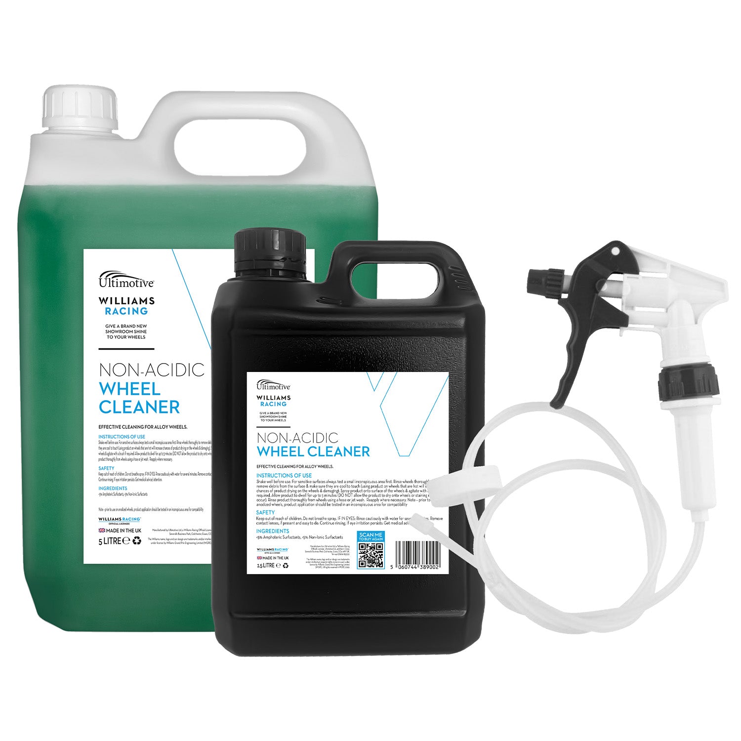 Williams Non Acidic Wheel Cleaner 5L + 2.5L (with Long Hose Trigger)