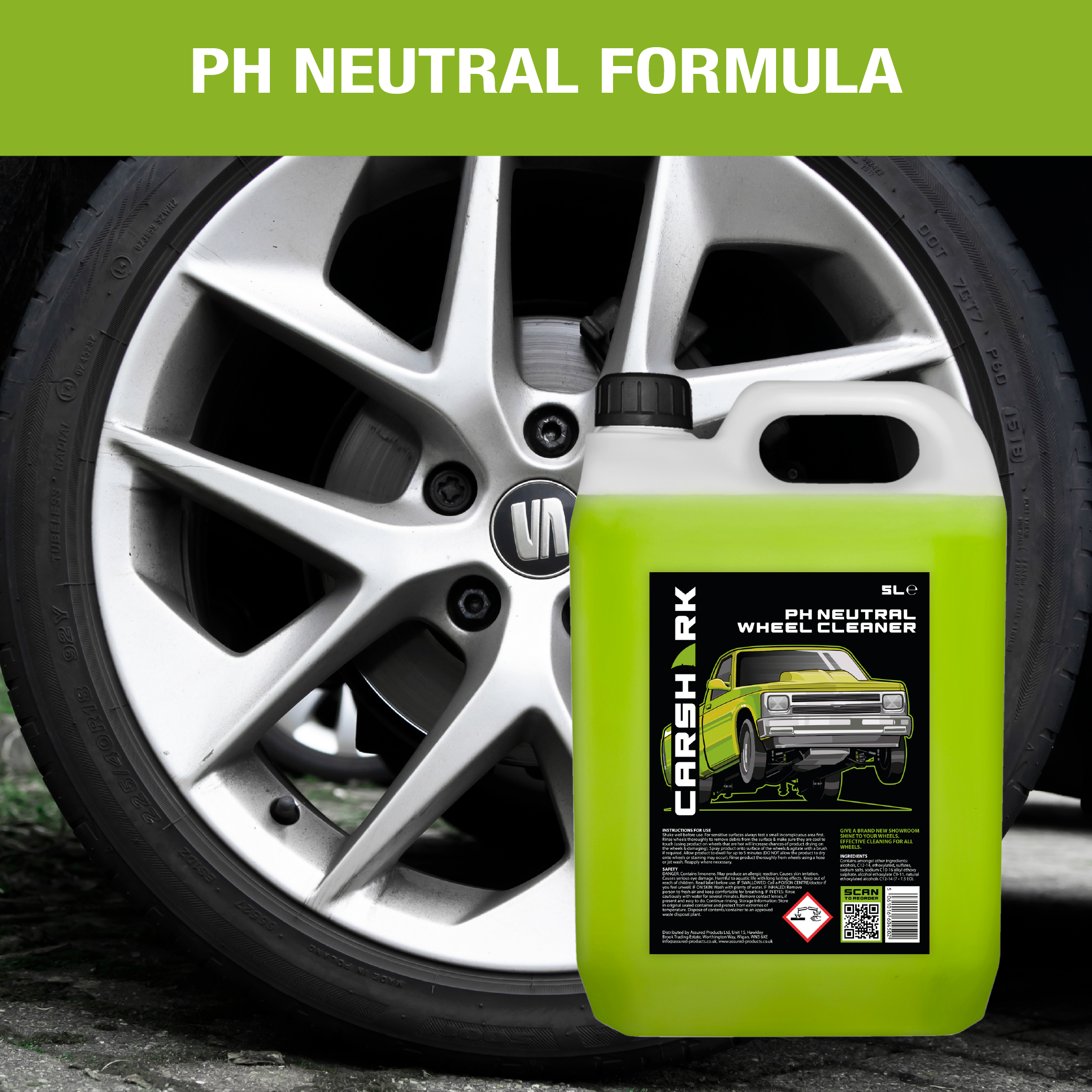 CARSHARK PH Neutral Wheel Cleaner 5 Litre (with Long Hose Trigger)