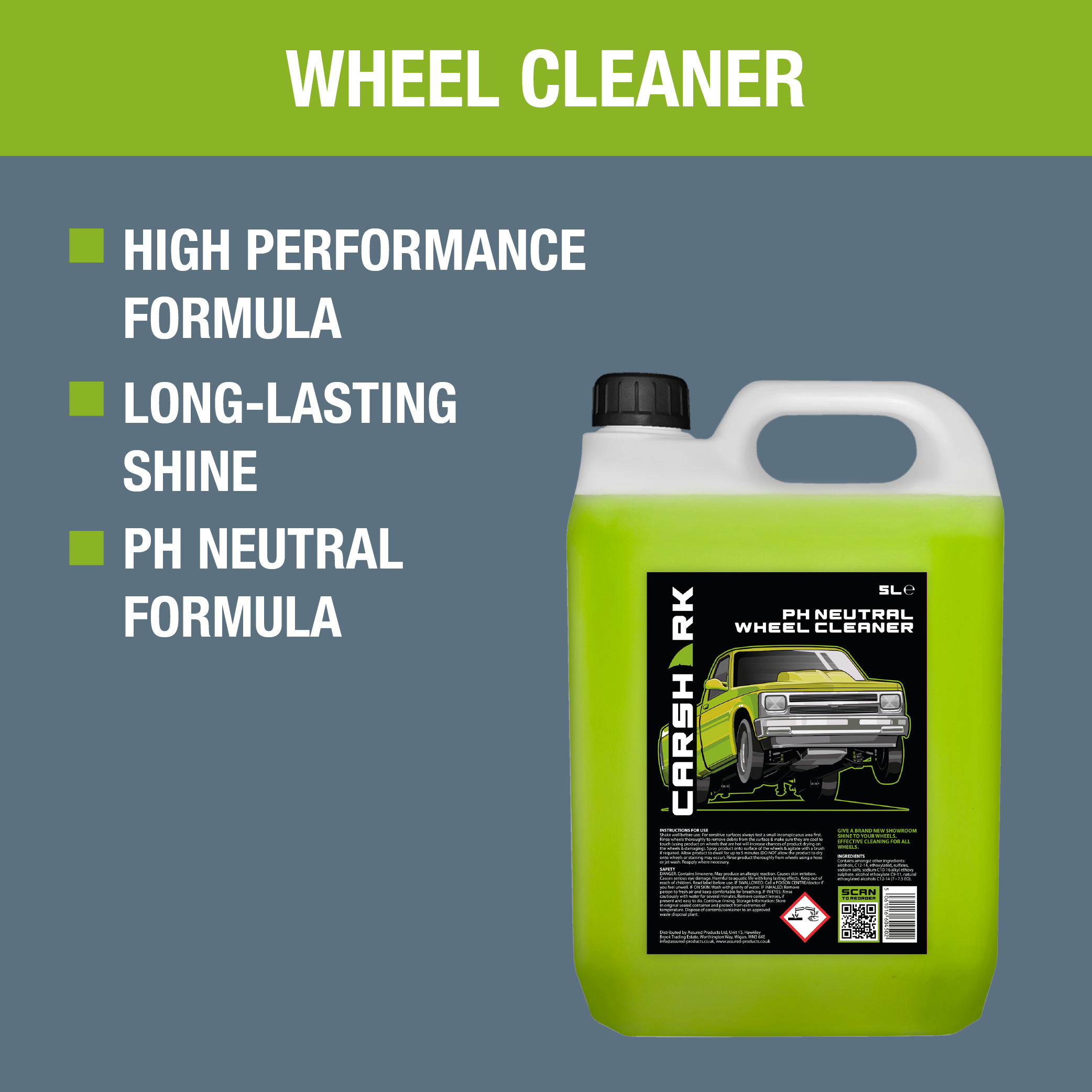 CARSHARK PH Neutral Wheel Cleaner 5 Litre (with Long Hose Trigger)