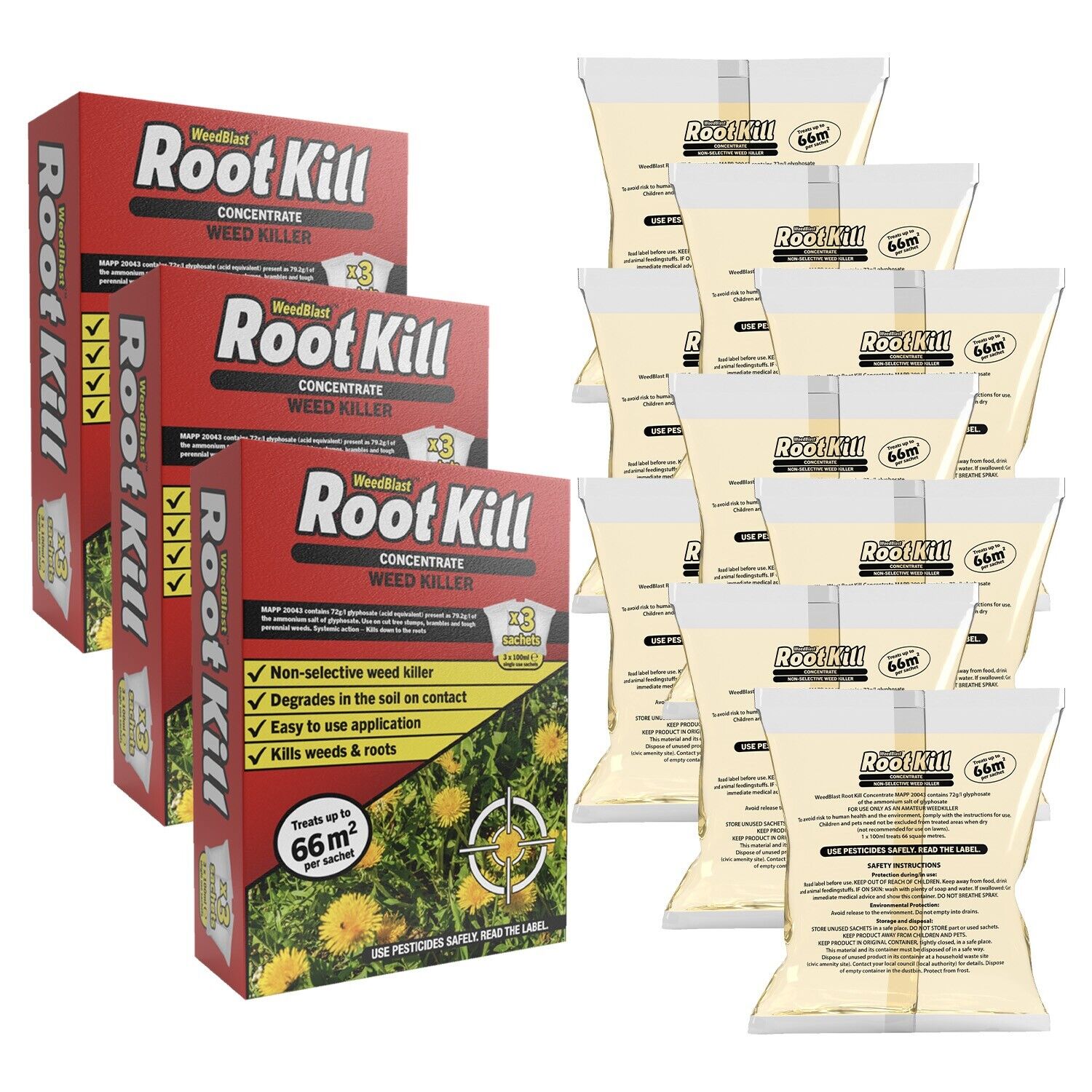Weedblast Rootkill Concentrated Weedkiller 9 x 100 Sachets boxed