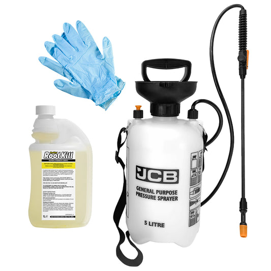 WeedBlast Rootkill 1 Litre Glyphosate 360g/L Weedkiller Concentrate with 5L JCB Sprayer