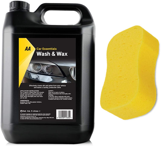 AA Wash & Wax Car Shampoo 5L (with Jumbo Sponge)