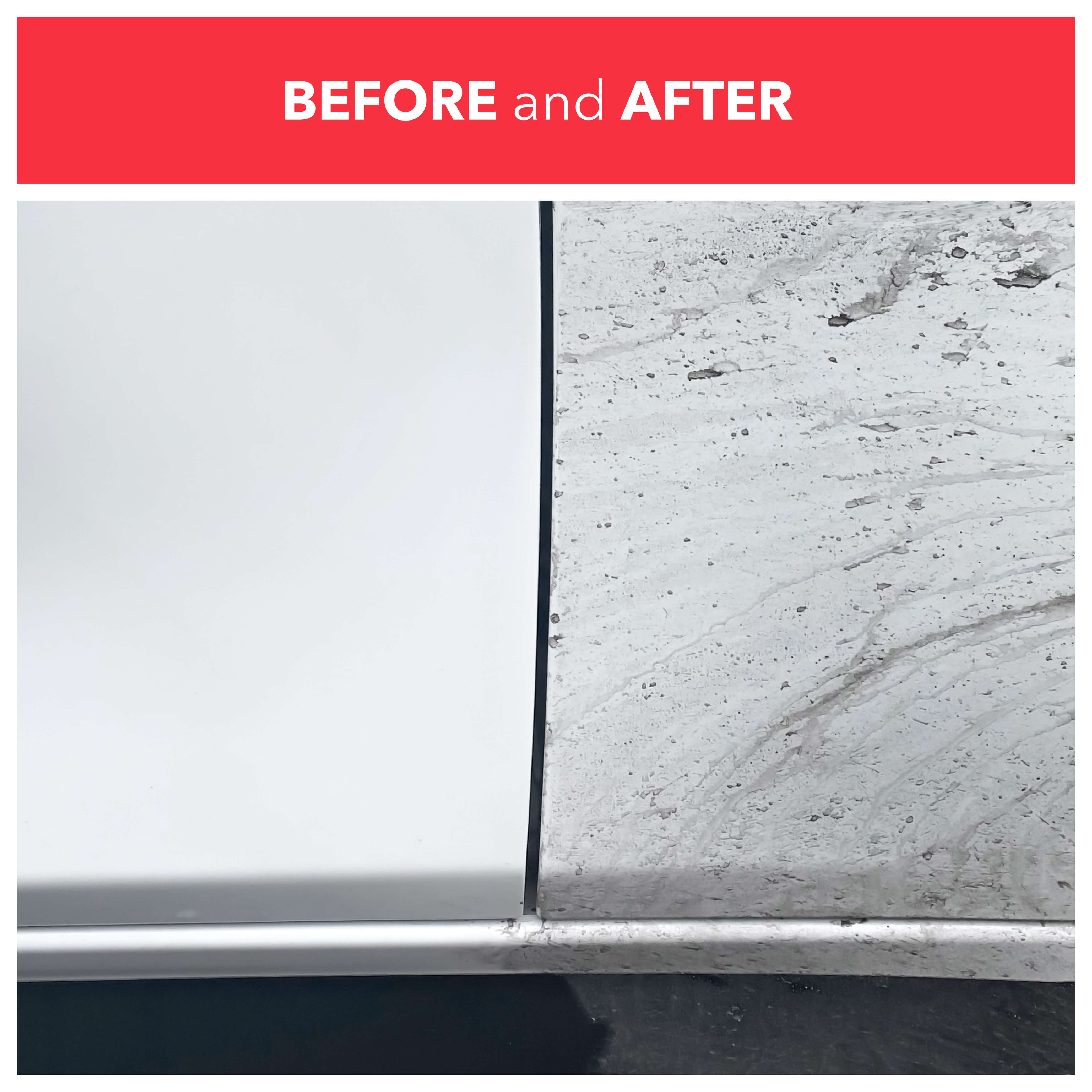 Before and after using waterless wash & wax