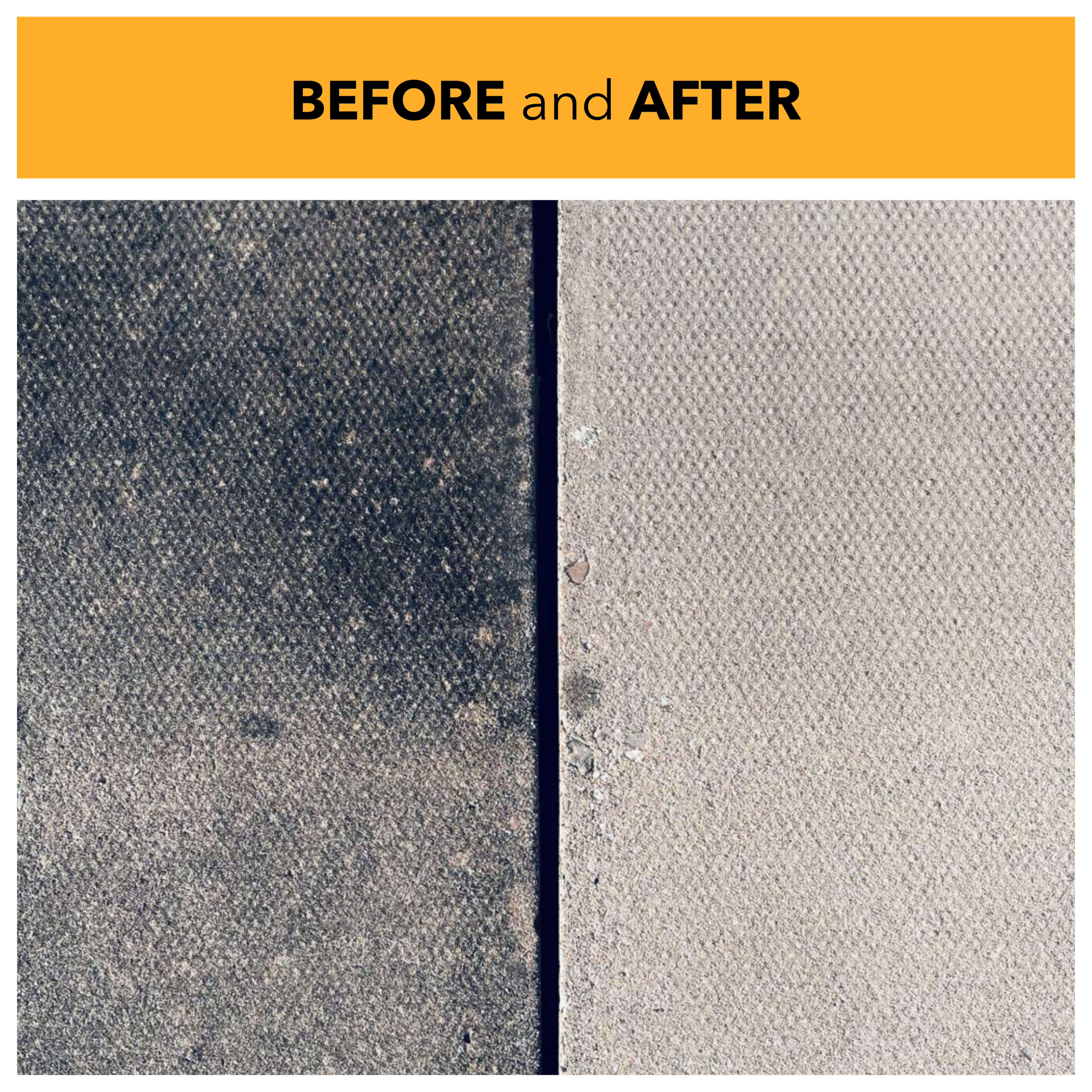 Before and after using JCB Black Spot Remover