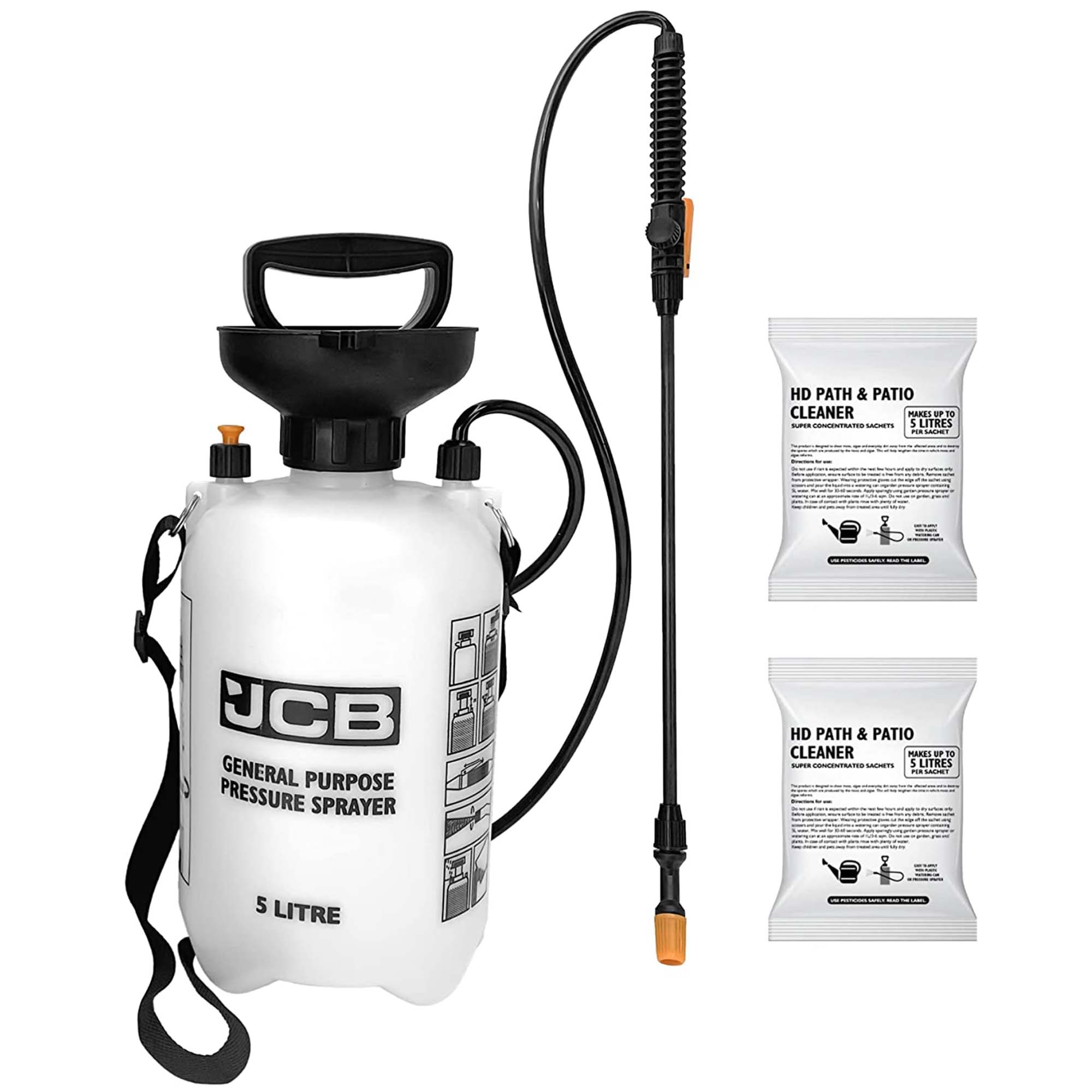 JCB HD Path & Patio Cleaner Concentrate 2 x 100ml (with JCB 5L Pressure Sprayer)