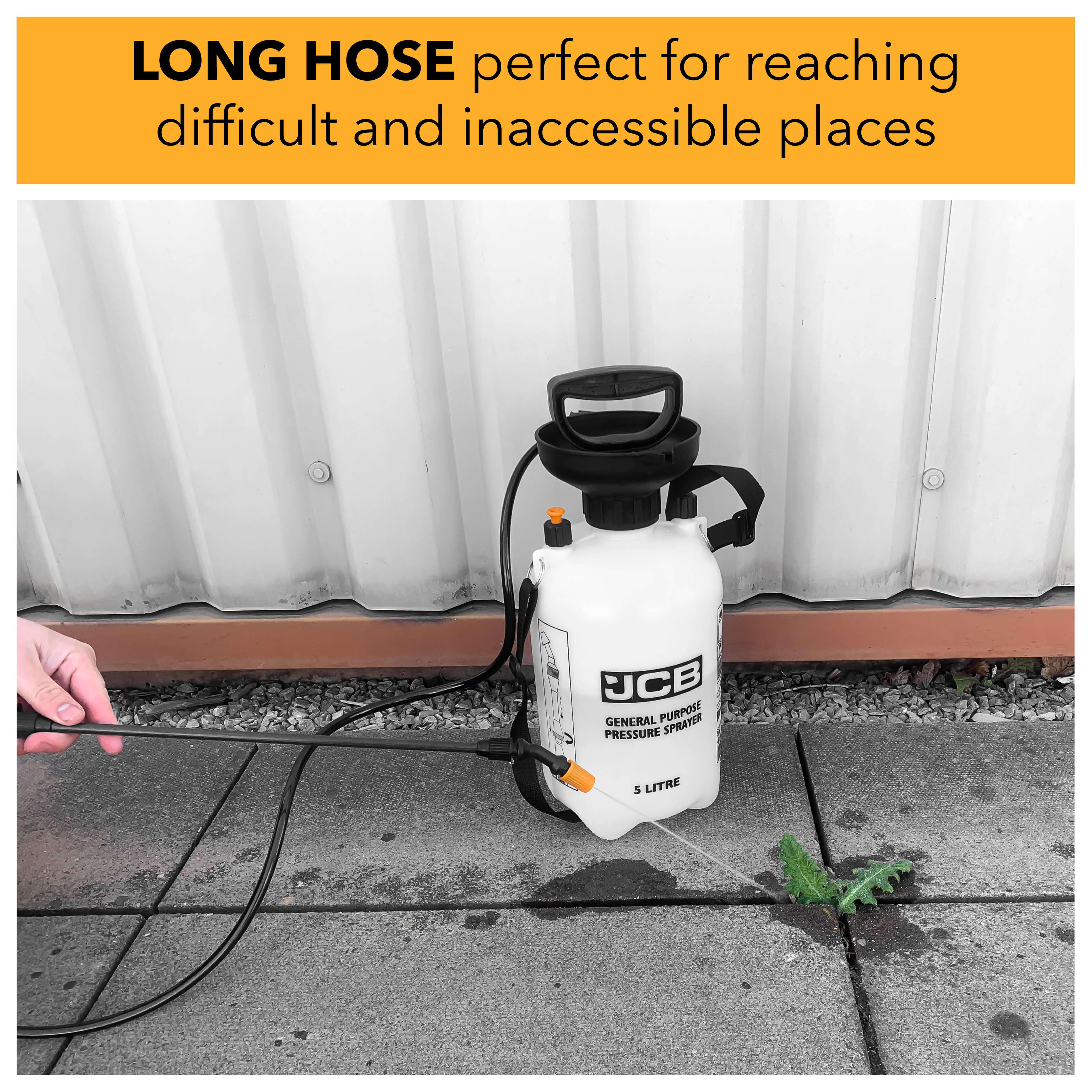 Long hose perfect for reaching difficult and inaccessible places
