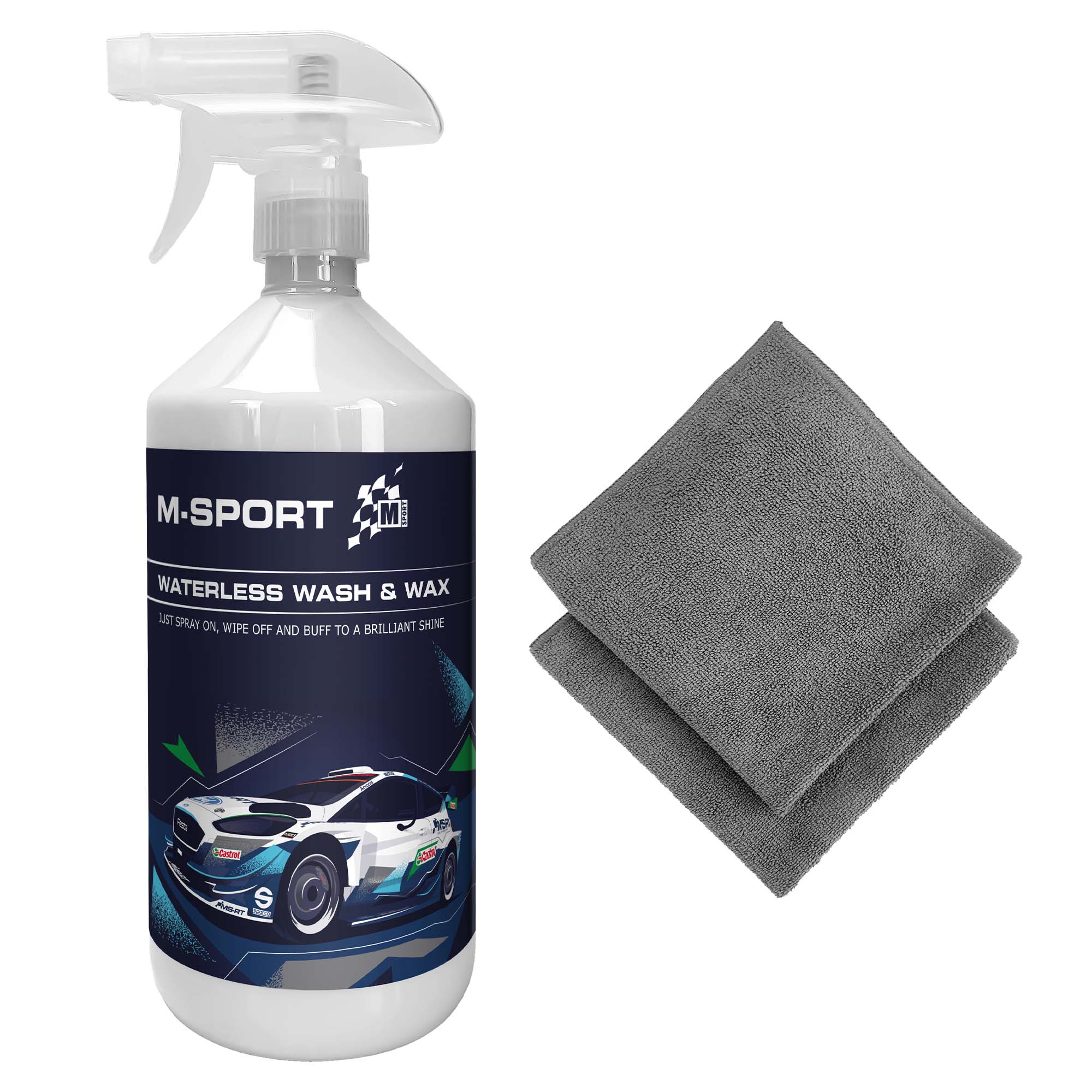M-Sport Waterless Wash & Wax 1L (with 2 Microfibre Cloths)