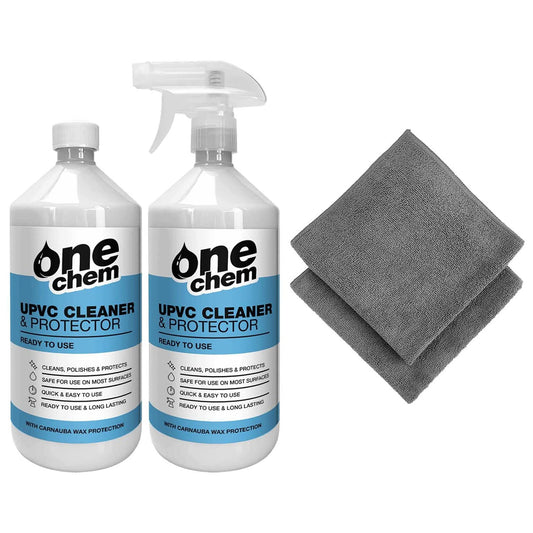 One Chem UPVC Cleaner & Protector 2 x 1L + 2 x Microfibre Cloths