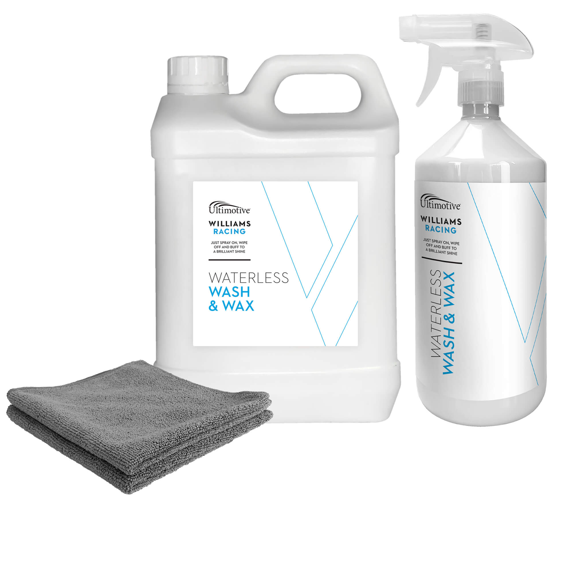 Williams Waterless Wash & Wax 2.5L + 1L (with 2 Microfibre Cloths)
