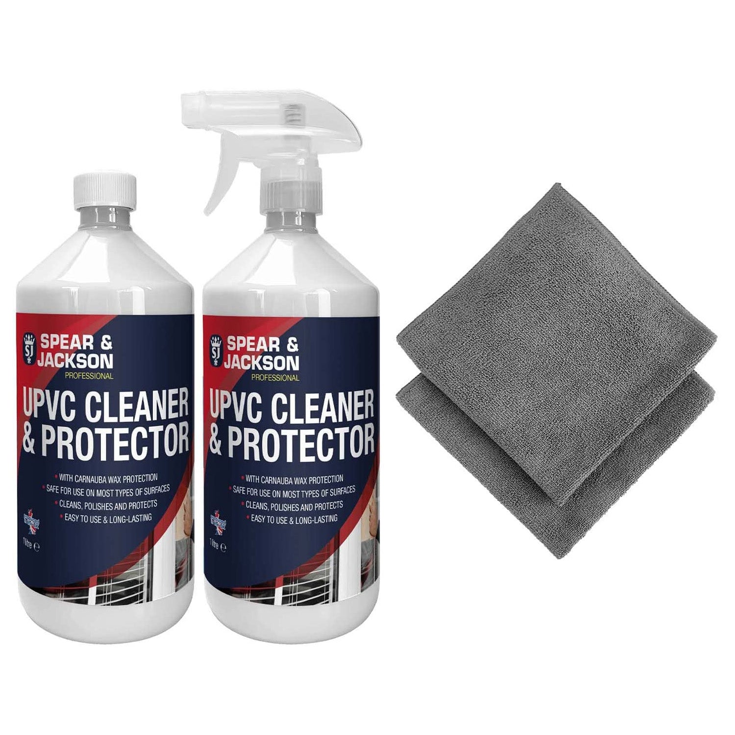 S&J UPVC Cleaner & Protector 2 x 1L + 2 x Microfibre Cloths