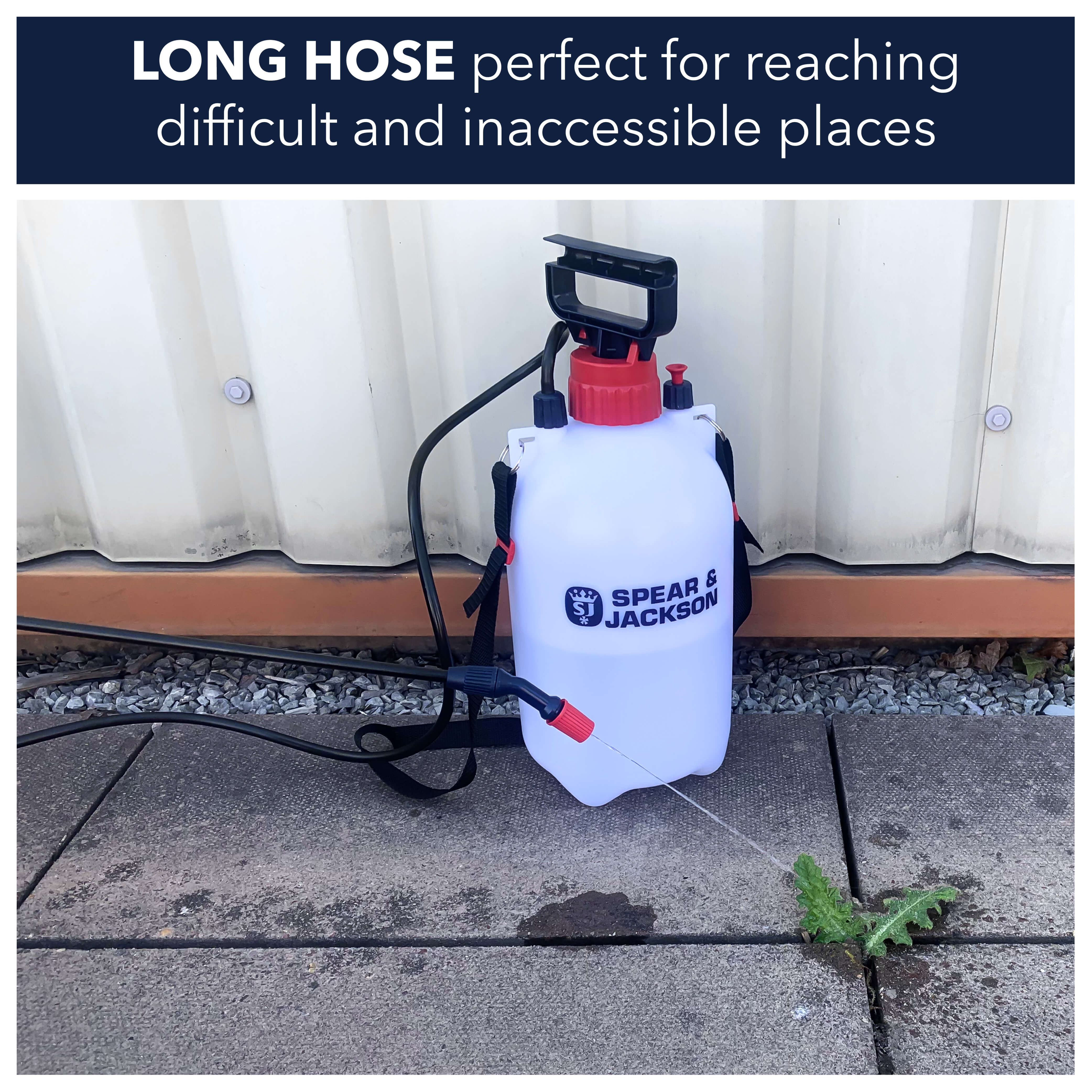 Long hose perfect for reaching difficult and inaccessible places