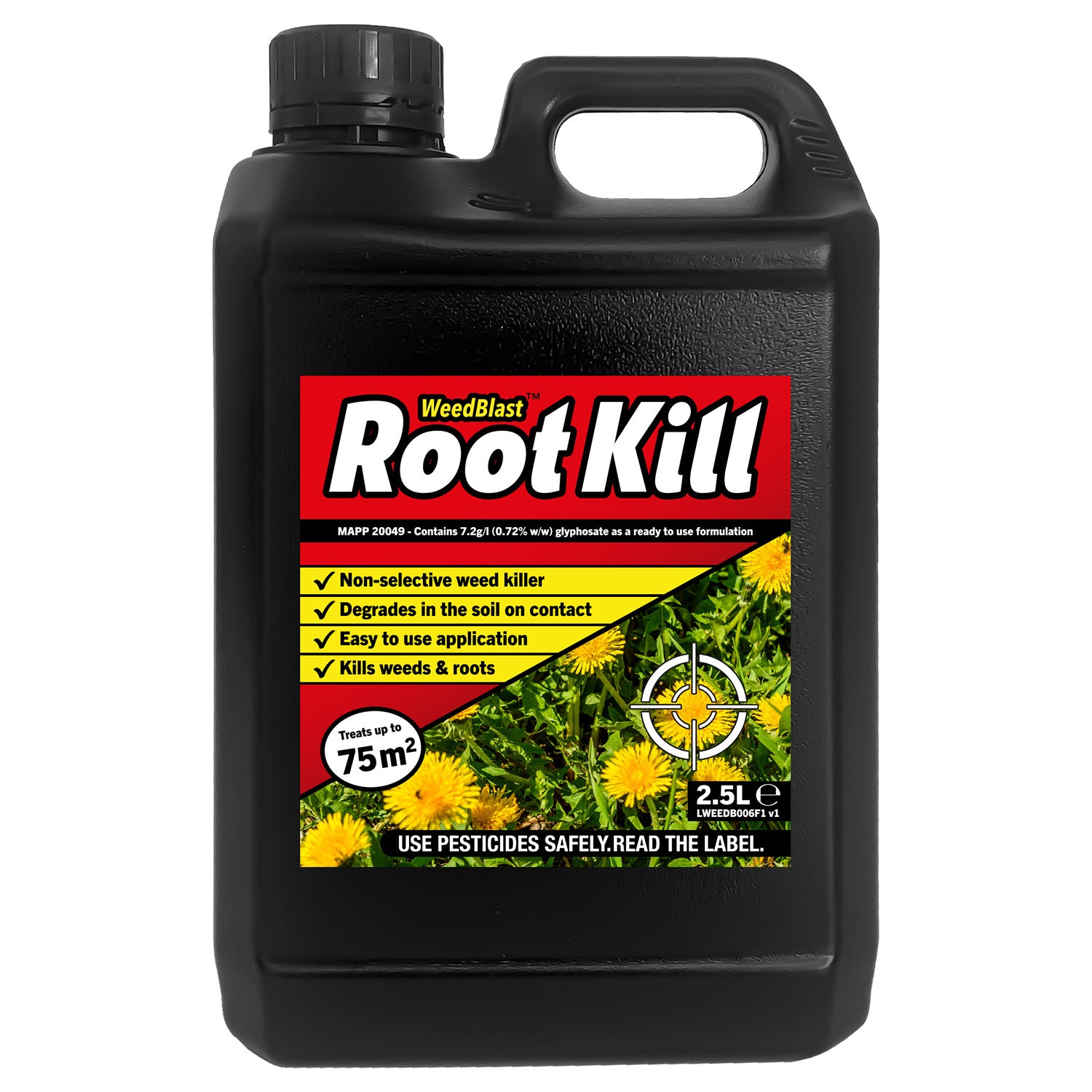 Weedblast RootKill Glyphosate Weedkiller 2 x 2.5 Litre, Ready to use with Long Hose Trigger