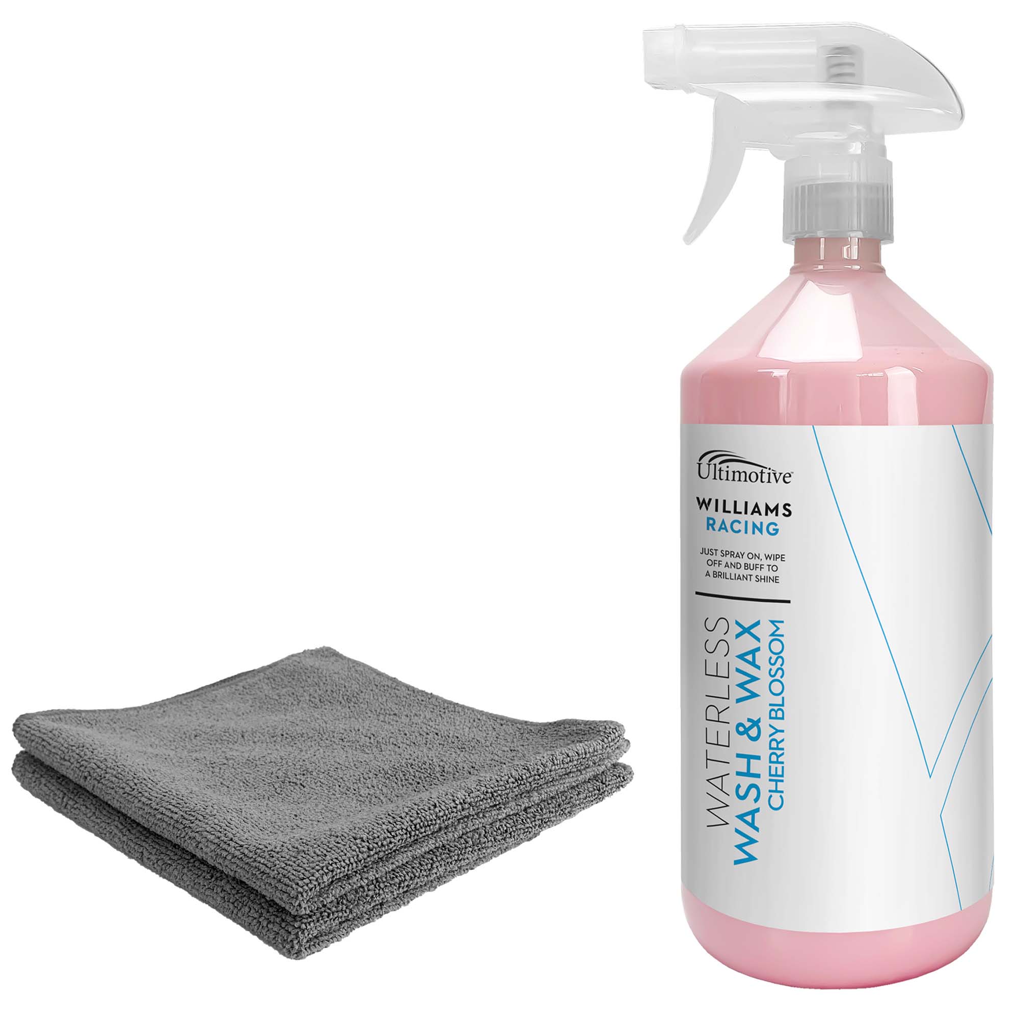 Williams Waterless Wash & Wax 1L Cherry Blossom (with 2 Microfibre Cloths)