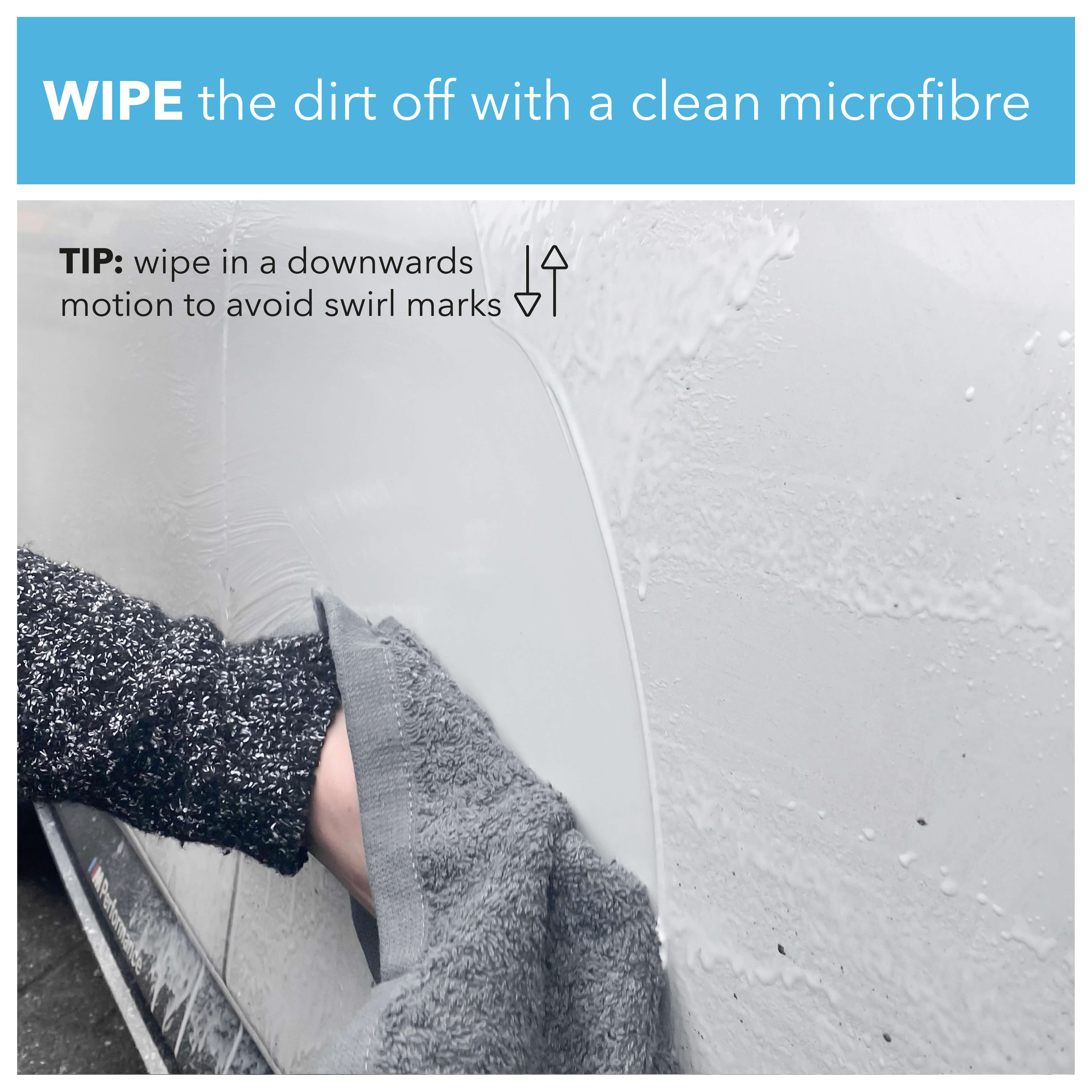 Wipe the dirt off with a clean microfibre